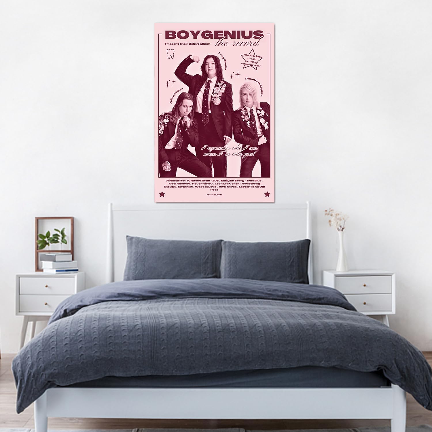 Boygenius – Póster de banda de rock, pósteres musicales, pinturas decorativas, póster vintage, arte de pared para sala de estar, sin marco, 16 x 24