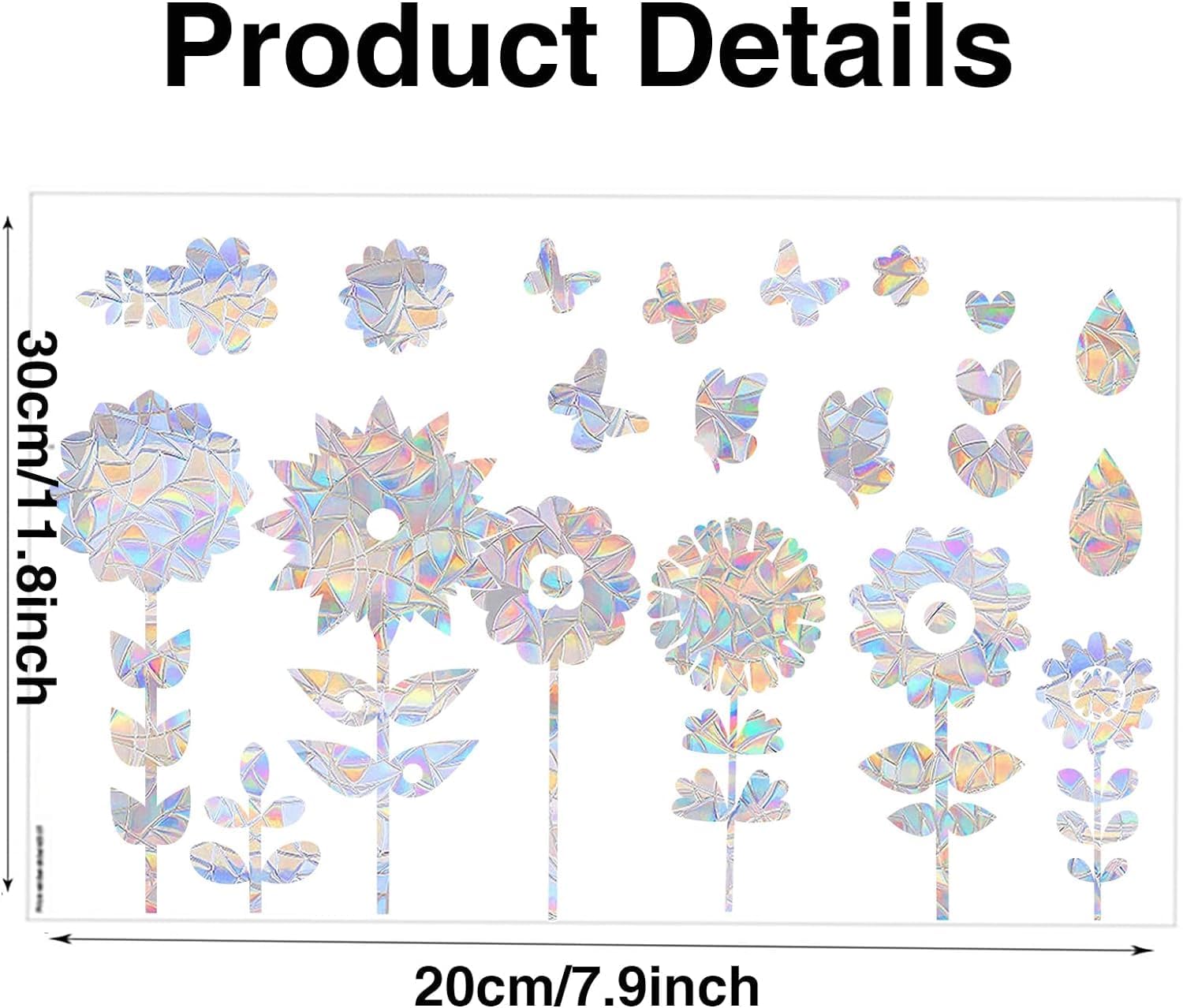 Calcomanías de ventana de flores, anticolisión de mariposa, calcomanías para salvar a los pájaros de colisiones de ventanas, vinilo prismático no
