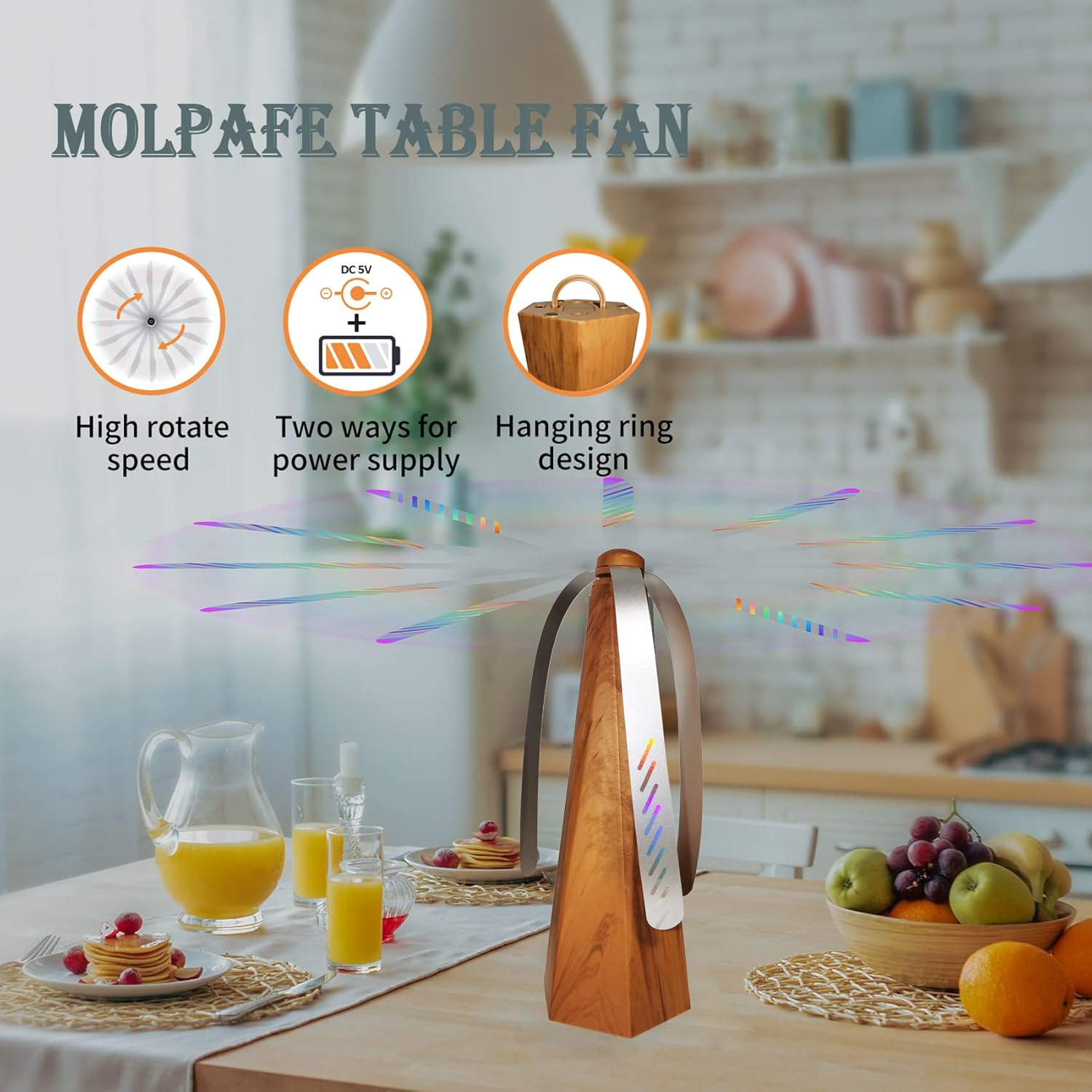SupeL Ventilador portátil para exteriores, ventilador de comida para comidas exteriores o interiores, alimentado por USB o baterías, ventilador de