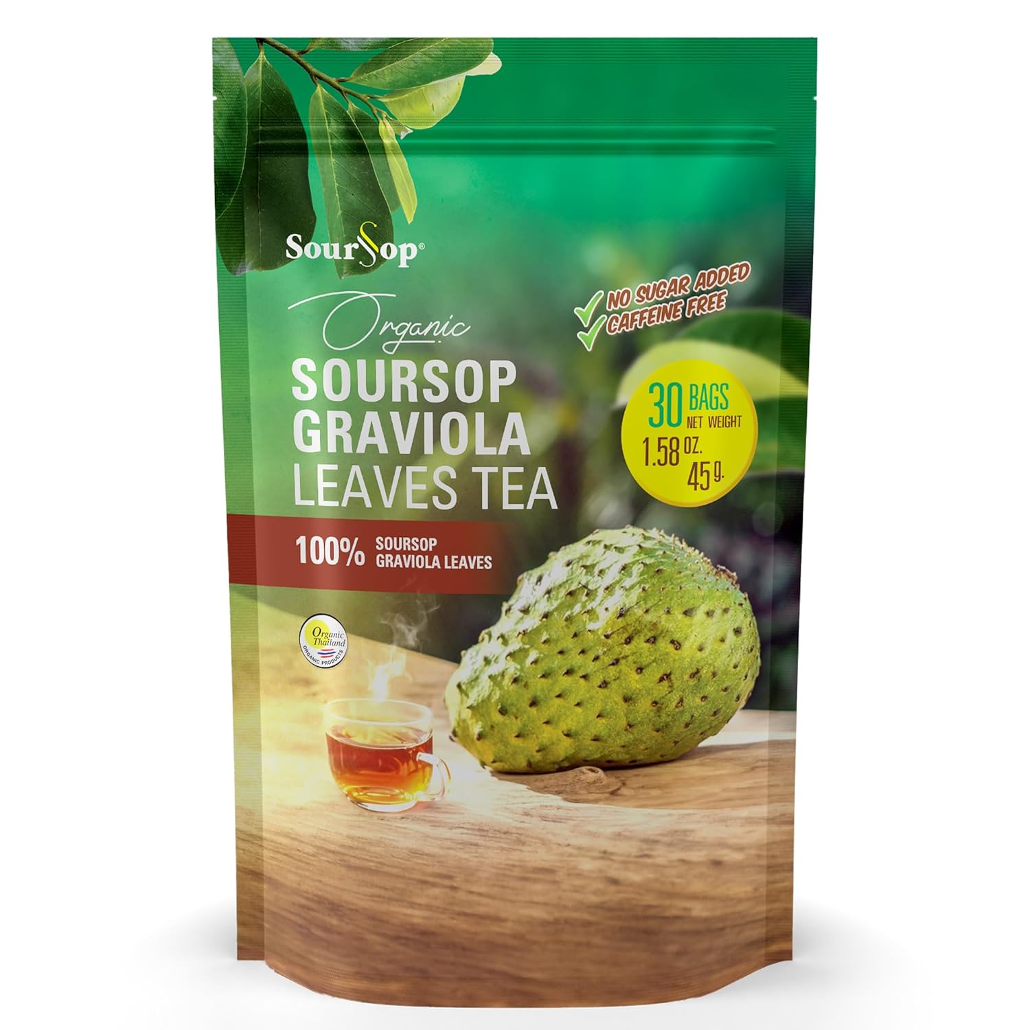 Soursop Té de hojas de graviola 30 bolsas de té orgánico