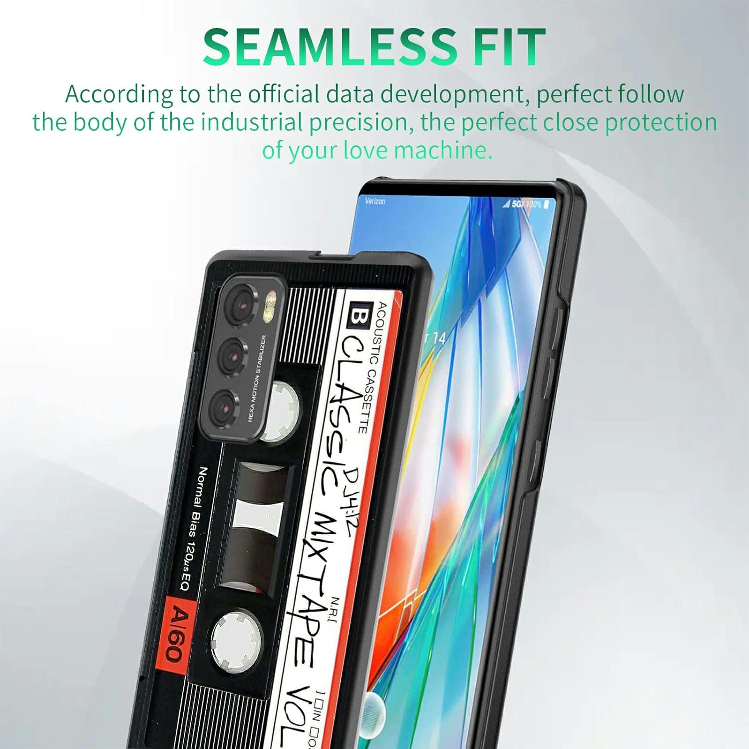 Rossy Funda delgada para LG Wing 5G, para LG Wing 5G, funda ligera de audio retro, diseño de Patten, policarbonato duro, protección antiarañazos,