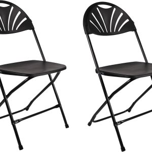 BTEXPERT Juego de 2 sillas plegables de plástico para eventos de alta capacidad, con marco de acero, color negro, para bodas, fiestas BTEXPERT Juego de 2 sillas plegables de plástico para eventos de alta capacidad, con marco de acero, color negro, para bodas, fiestas