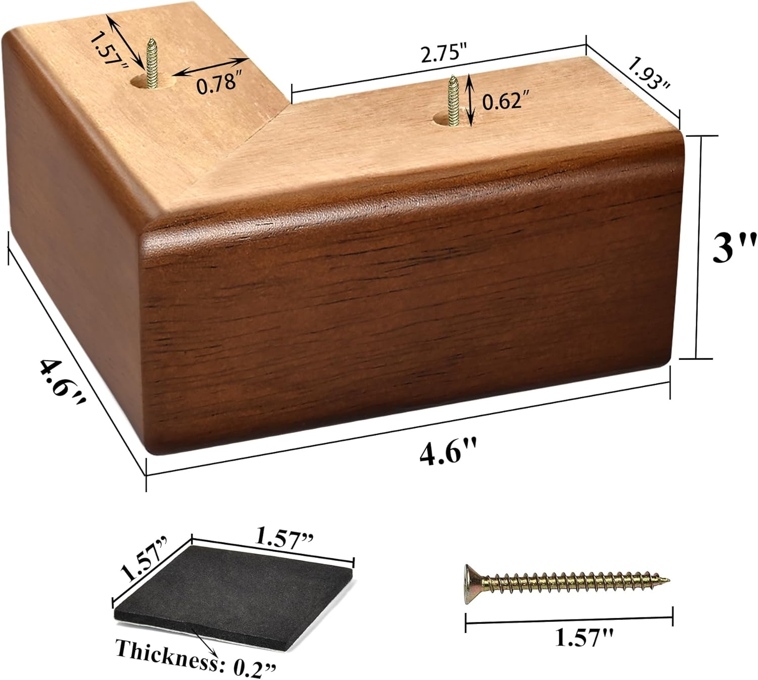 AORYVIC Elevadores de madera para sofá de cama para muebles, patas de sofá en forma de L, juego de 4 (3 pulgadas)