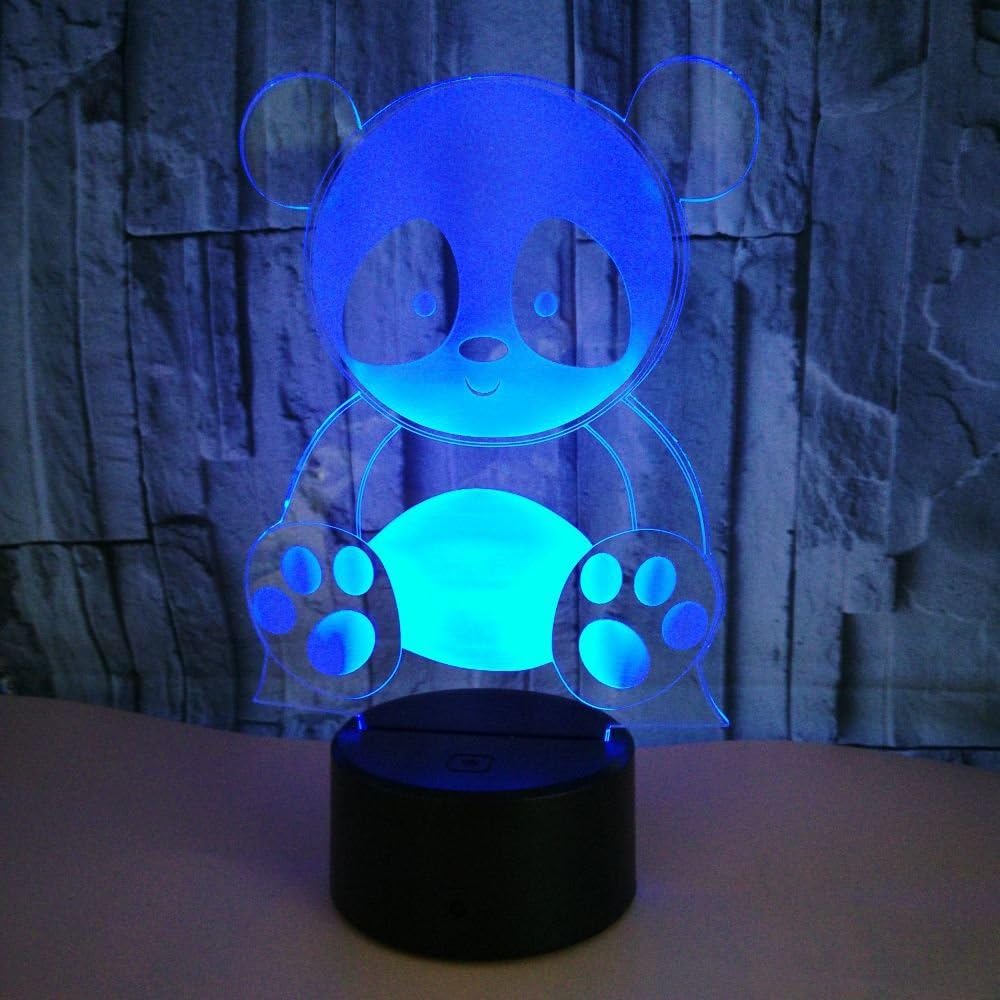 Lámpara de ilusión de luz nocturna de panda 3D, 716, cambio de color, lámpara LED, interruptor táctil alimentado por USB, control remoto, regalo de
