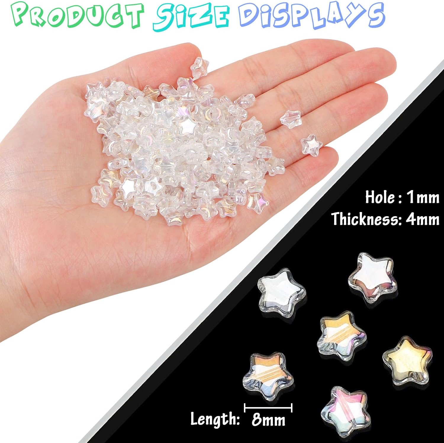 200 cuentas de estrella de cristal para hacer joyas, pulseras de estrella de cristal de EVERMARKET a granel, cuentas sueltas de estrella de color