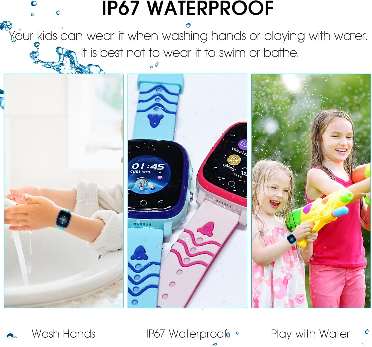 cjc Reloj inteligente 4G para niños con rastreador GPS y llamadas, llamadas de 2 vías y chat de voz y video, alarma SOS, WiFi, impermeable, teléfono
