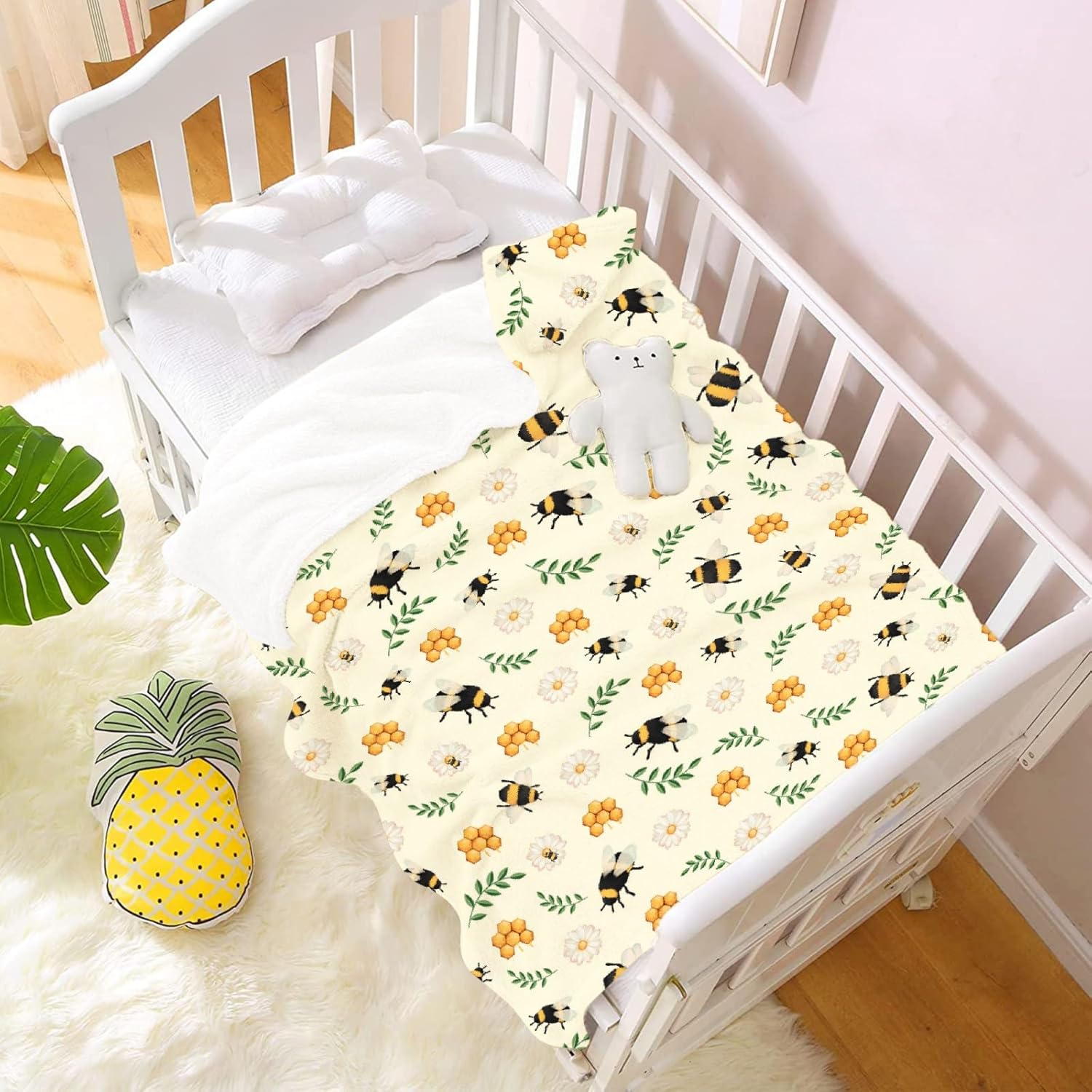 Manta ligera de franela con diseño de girasol de abeja, regalo para niñas en todas las estaciones, para cama, sofá, 30 x 40 pulgadas, para