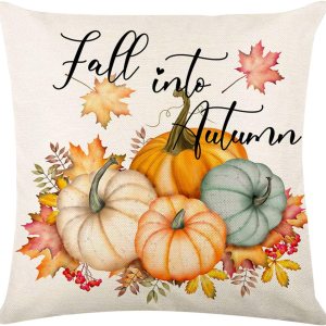 Hello Fall – Fundas de almohada con texto en inglés “Hello Fall Hello Pumpkin”, fundas de almohada decorativas de otoño para Acción de Gracias, Hello Fall – Fundas de almohada con texto en inglés “Hello Fall Hello Pumpkin”, fundas de almohada decorativas de otoño para Acción de Gracias,