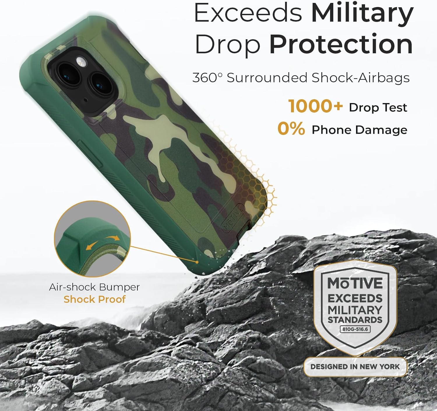 MOTIVE Funda diseñada para iPhone 15 con clip para cinturón, funda magnética compatible con Magsafe, resistente y de cuatro capas de protección de