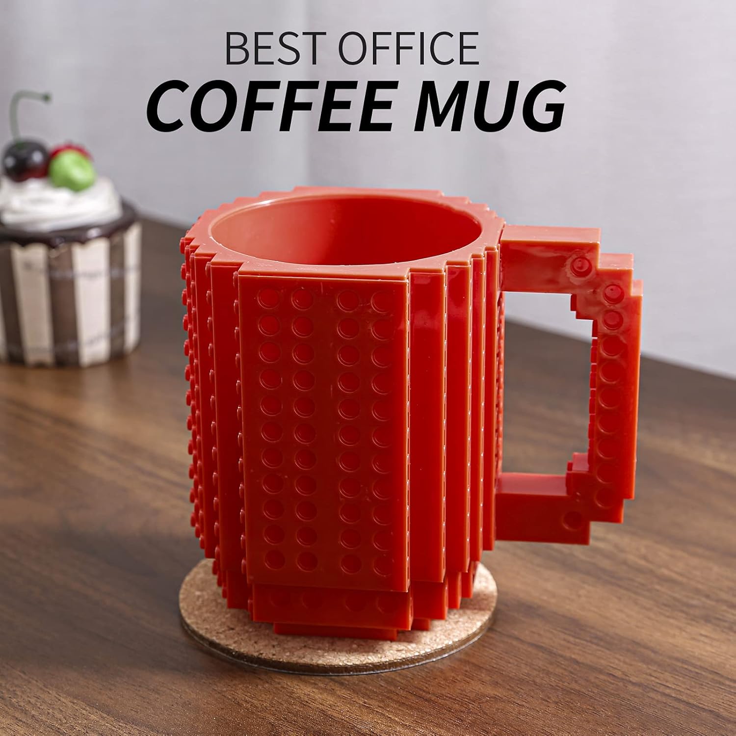 Taza de café con diseño exclusivo de bloques de ladrillos incorporados, compatible con Lego idea de regalo para día de San Valentín, cumpleaños,