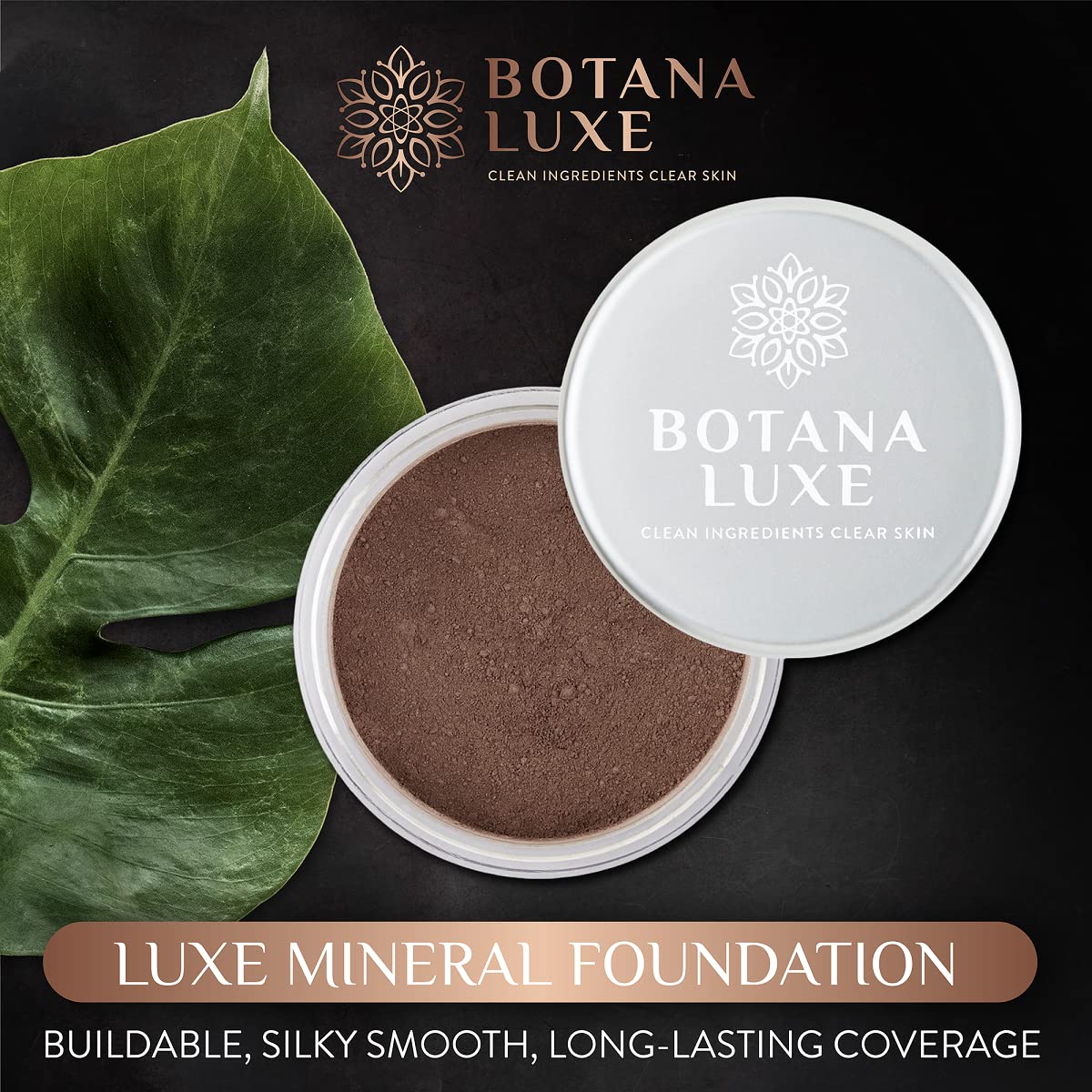 Base mineral Luxe con pigmentos naturales para todo tipo de piel, adolescentes y adultos. Ligera, sedosa y suave, iluminadora facial, de larga