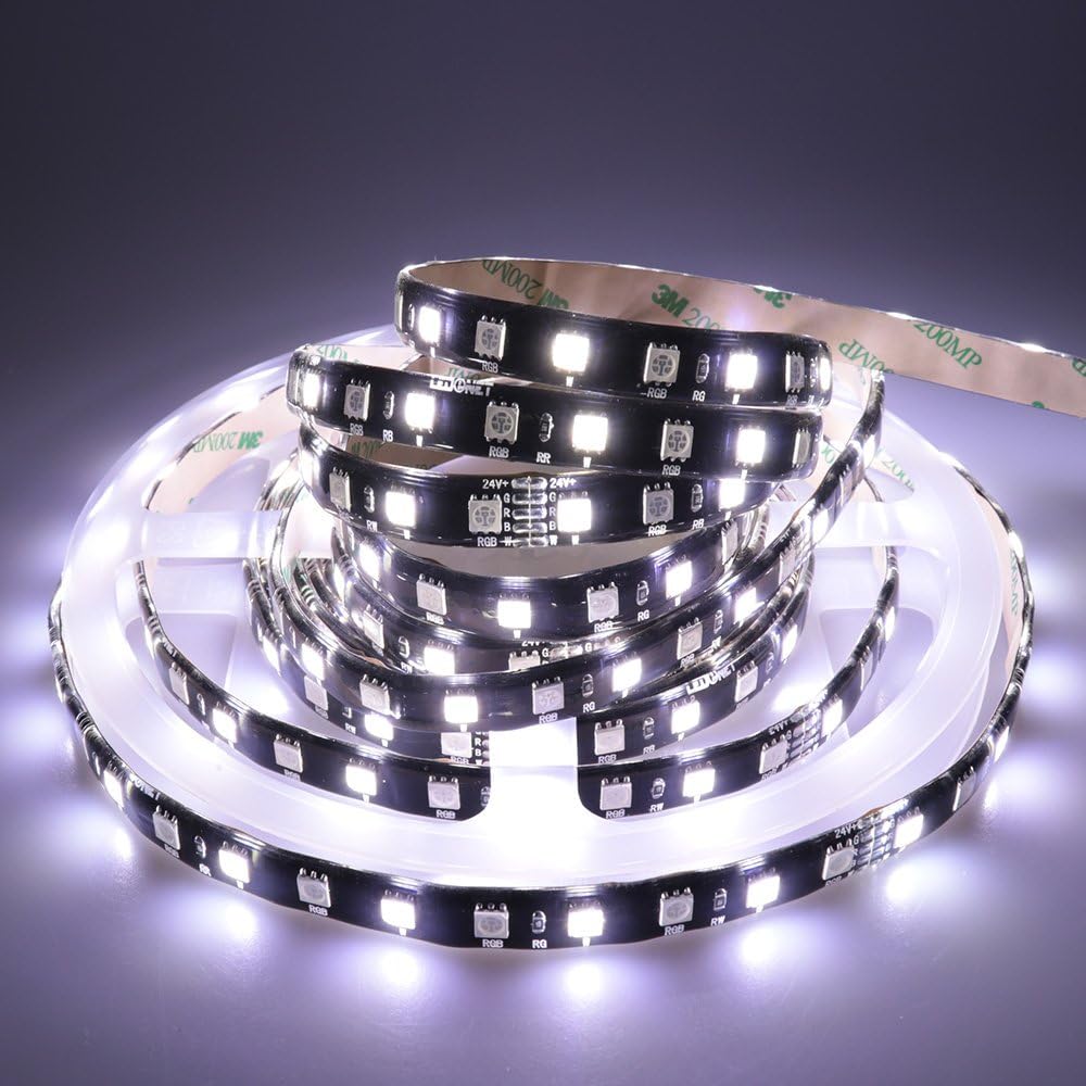 LEDENET Tira de luces LED flexibles de 16.4 pies SMD 5050 DC 24V 360LEDs RGBW blanco frío que cambia de color LED tira de luz LED PCB silicona