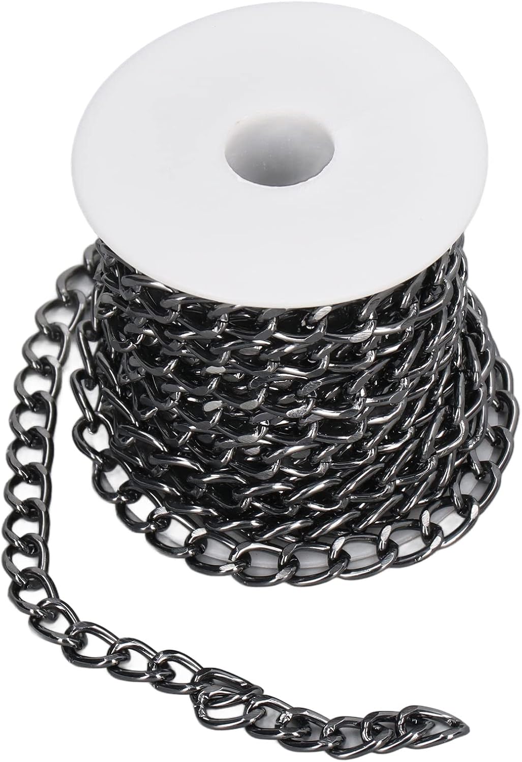 TOPINCN Cadena de eslabones de aluminio negro para la fabricación de joyas, cadena de eslabones de metal, suministros para collares, pulseras,