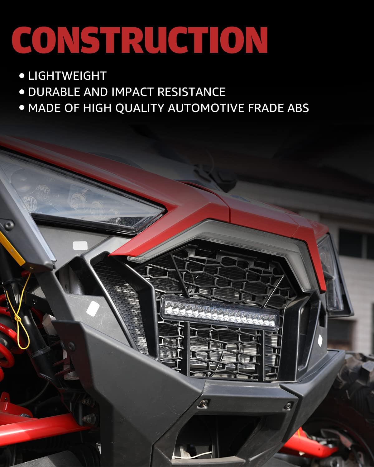A & UTV PRO Luz decorativa de colmillo frontal para Polaris RZR PRO RXP 4, RZR Turbo R, accesorios de luz LED para parrilla central de firma LED,