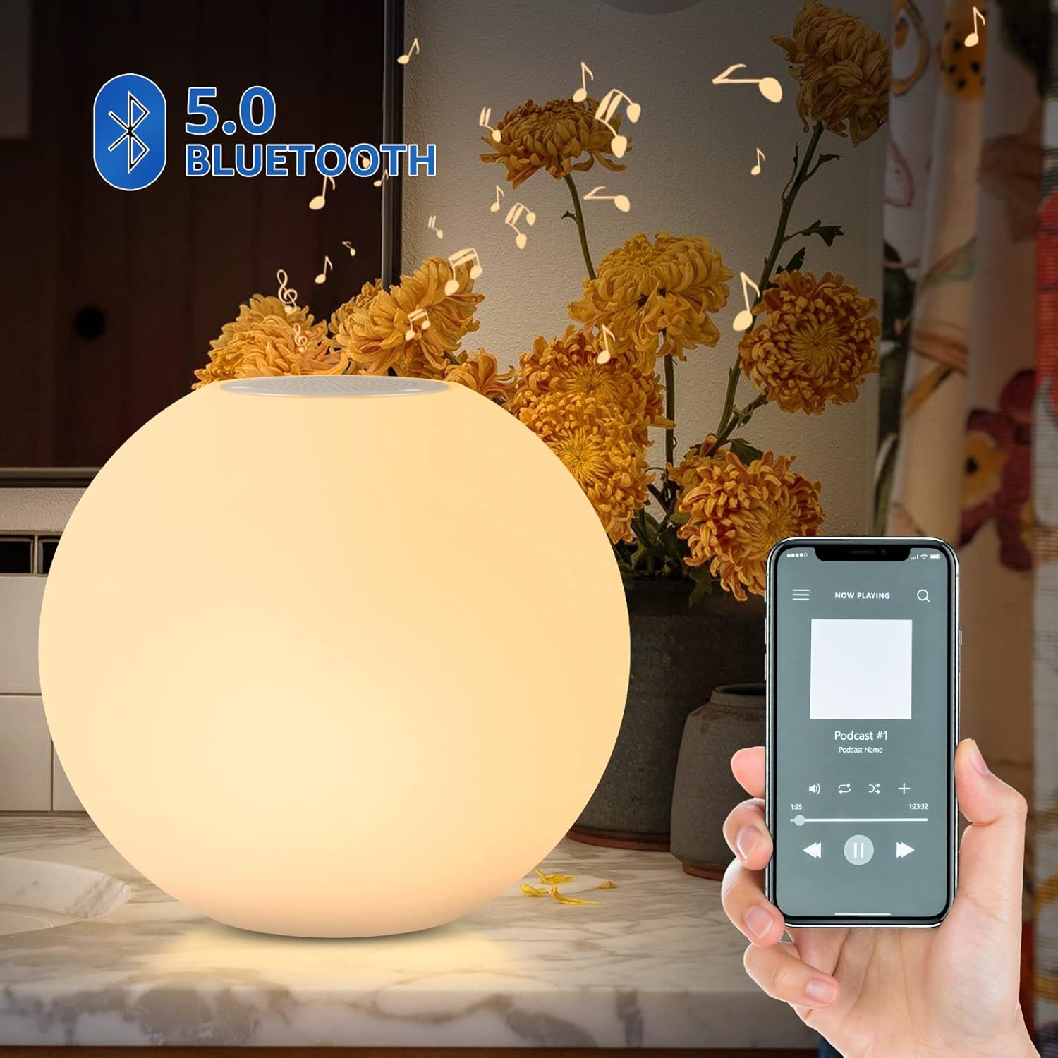 Luces flotantes para piscina con altavoz Bluetooth, luz LED de bola brillante, función 5.0 TWS, control remoto, luces nocturnas para piscina al aire