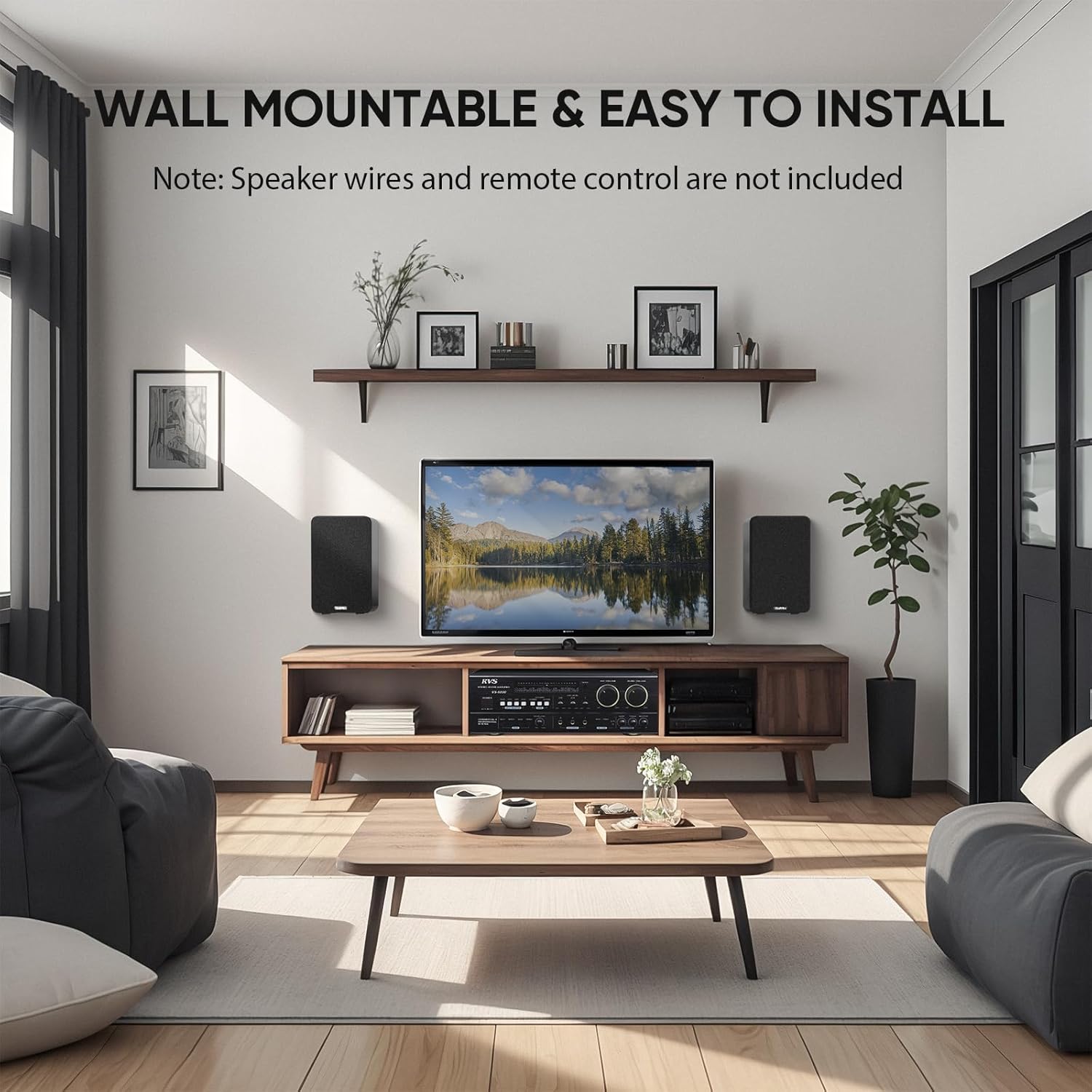 Saiyin Altavoces pasivos para estantería estéreo de escritorio o sonido envolvente de cine en casa, woofer de 3.5 pulgadas con tweeter de bocina,