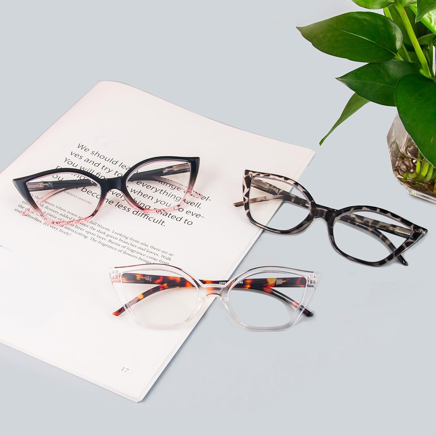 DXYXYO Gafas de lectura de ojo de gato para mujer, paquete de 3 unidades, anti luz azul, para lectura de computadora, estilo retro con bisagra de