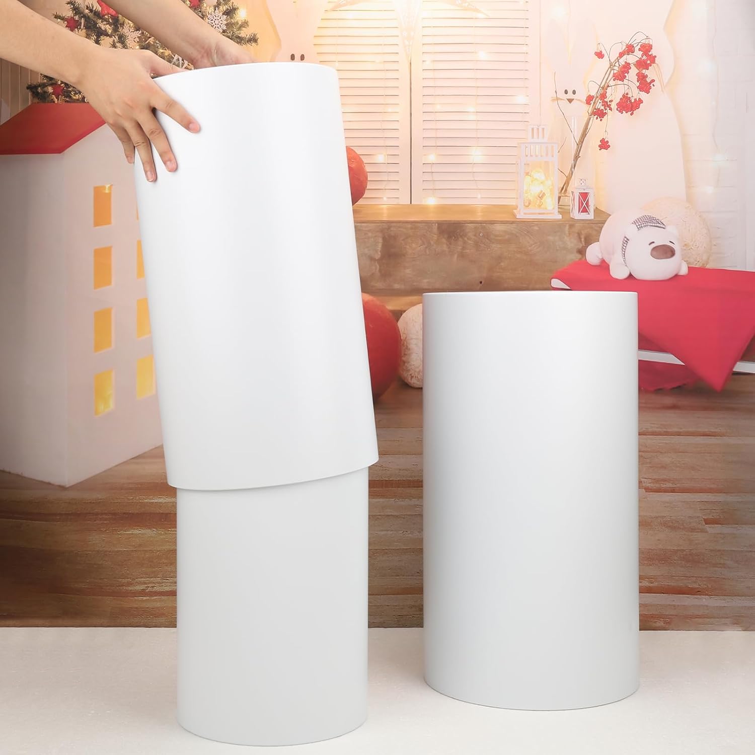 35 soportes cilíndricos para fiestas, soporte de pedestal de metal para fiestas, rodamientos de 360 libras, pilares de zócalo, mesa de postre para