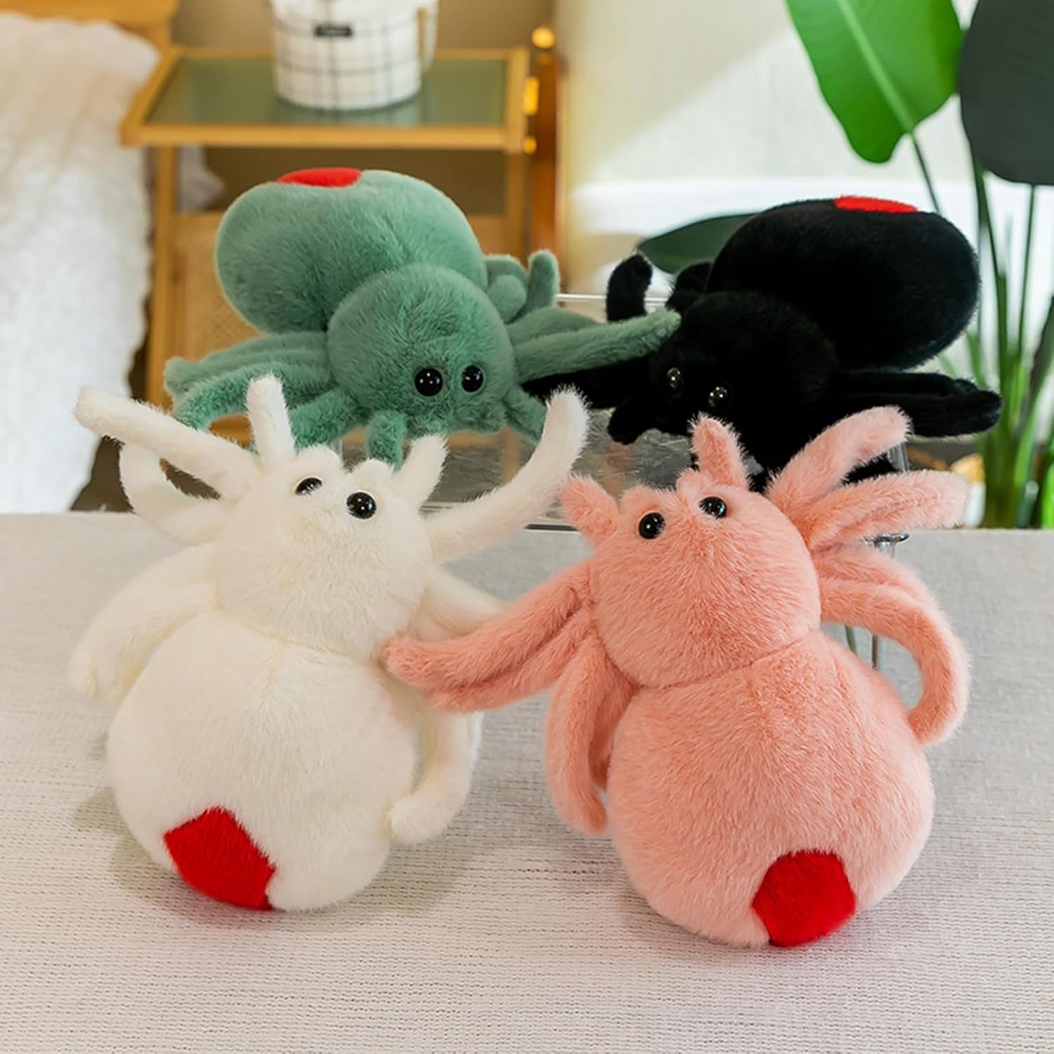 Juguete de peluche de araña, suave juguete de peluche Kawaii de Halloween de 10 pulgadas, decoración de regalo para niños y adultos (rosa)