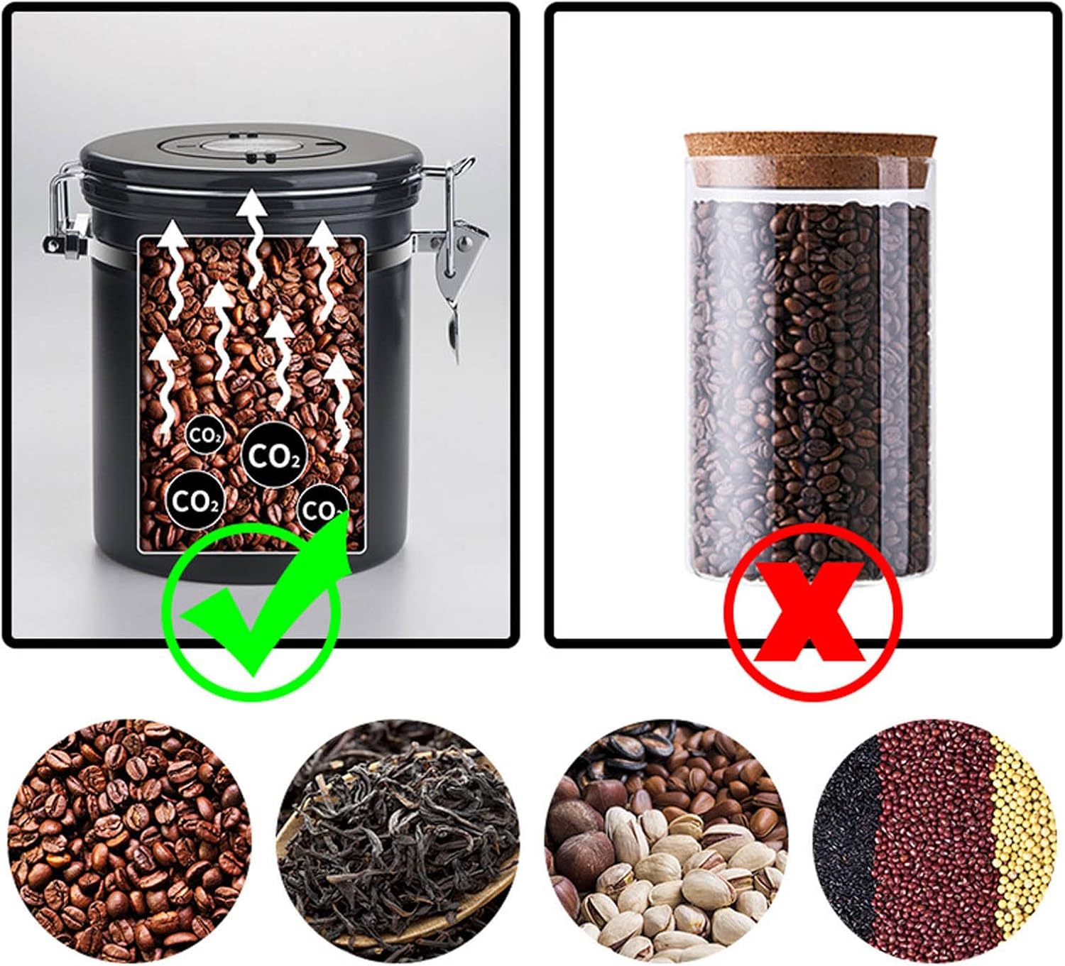 Contenedor de almacenamiento de café de gran capacidad de acero inoxidable Café en grano de café Sellado de llenado de café Contenedor de