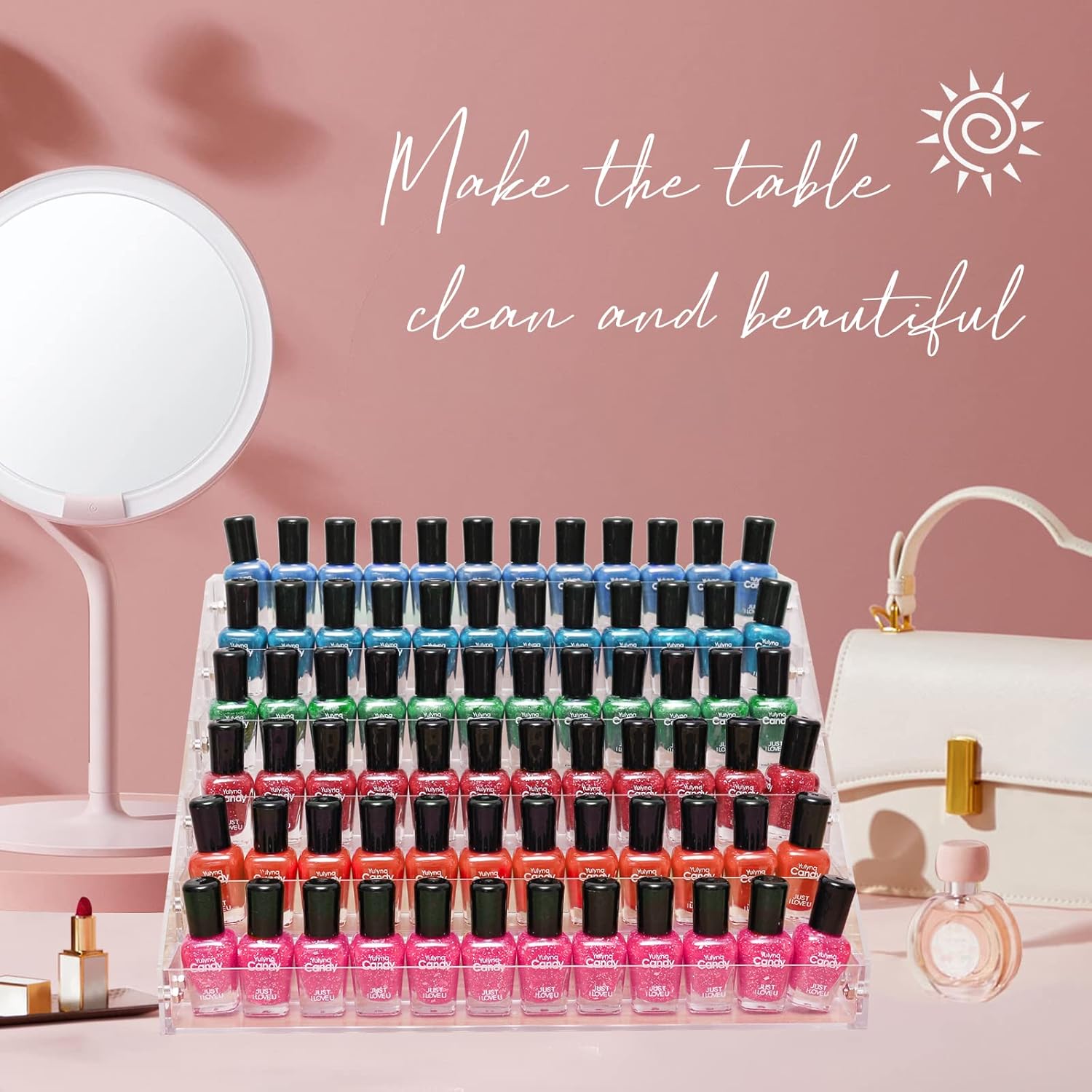 Organizador de esmalte de uñas, 6 capas de acrílico para esmalte de uñas, estante de almacenamiento de lentes de sol, aceites esenciales, soporte