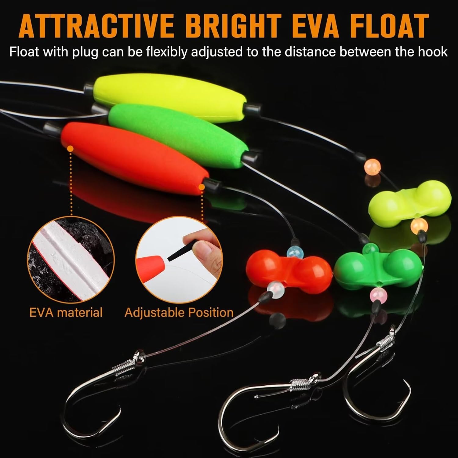 Dovesun Plataformas de pesca para bagre, 6 piezas de aparejos de pesca para gato, aparejo Santee Rig 50 60 70 80 ganchos circulares para flotadores