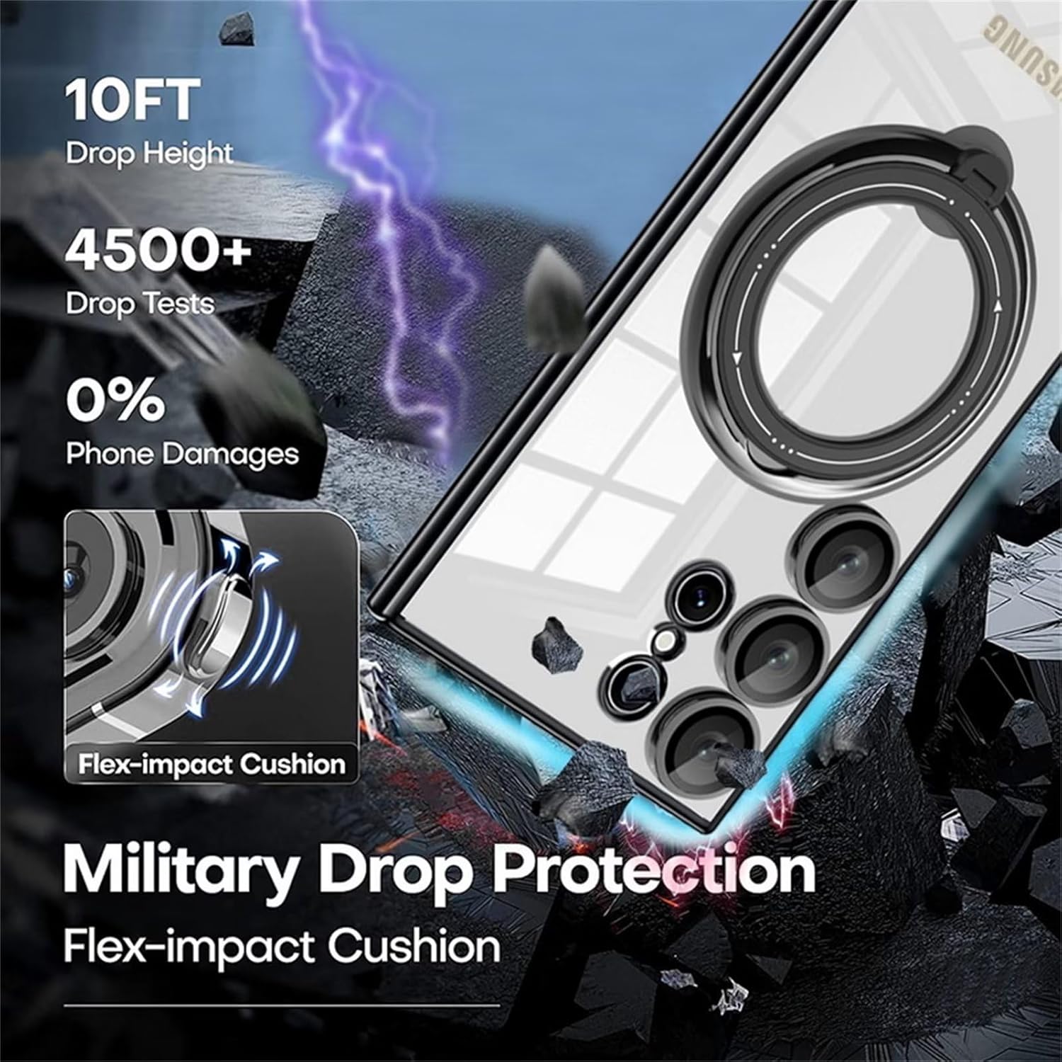 Compatible con fundas magnéticas transparentes para Samsung A32 4G, compatible con soporte de anillo MagSafe, soporte plegable invisible, protección