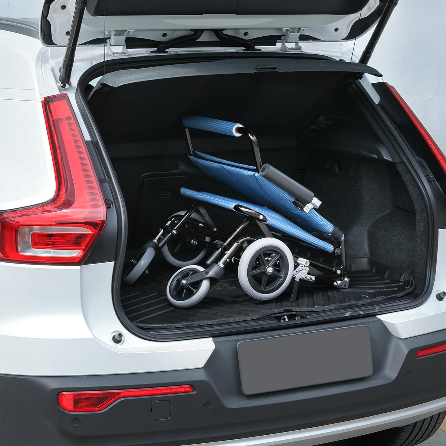 Silla de ruedas ligera para adultos, asiento plegable de transporte de 18 pulgadas, silla de ruedas plegable con reposapiés elevable para viajes de