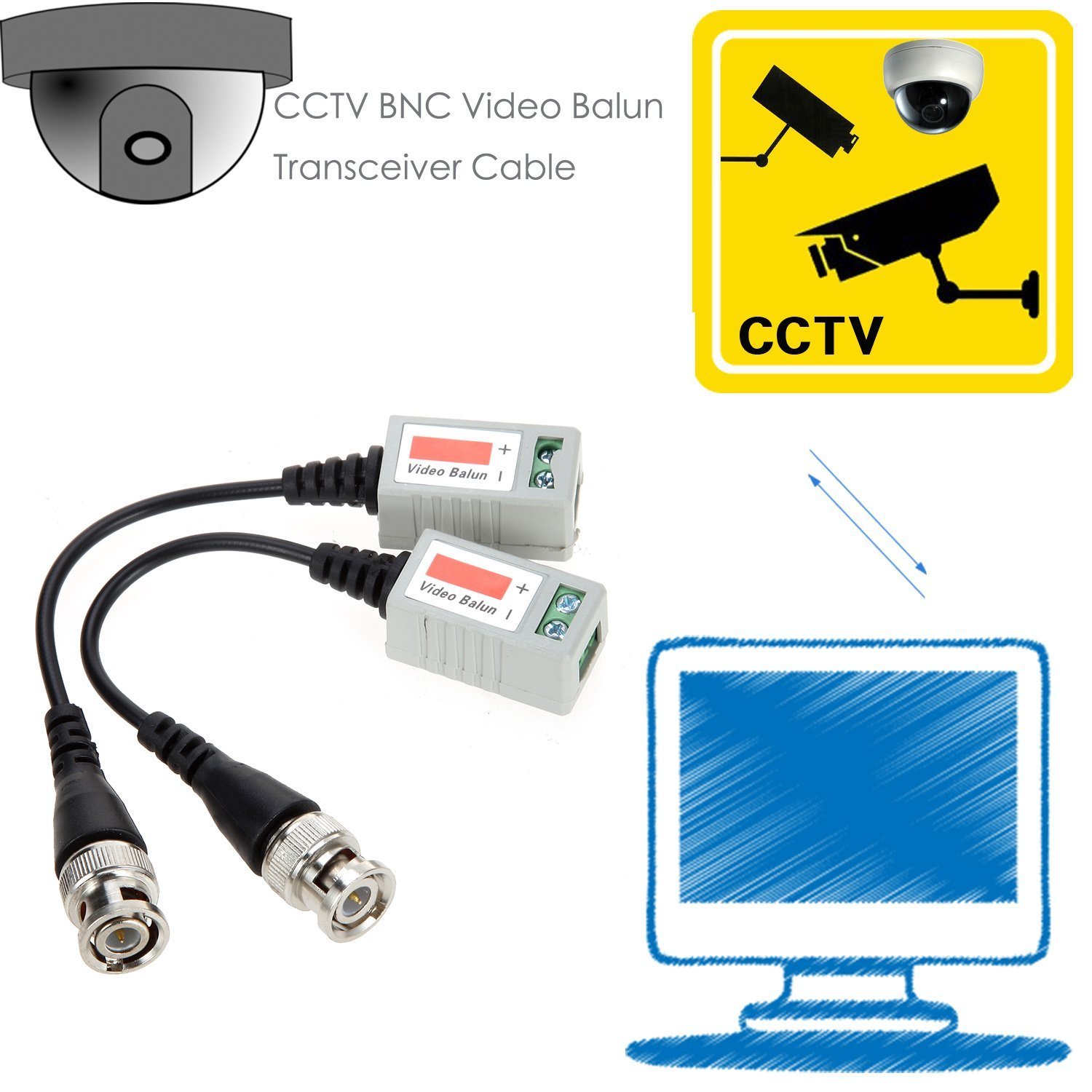 FINXRoll 2 pares BNC Video Balun+2 pares Ethernet PoE adaptador RJ45 Inyector Splitter+5 pares 12V DC macho hembra conector CCTV cable de