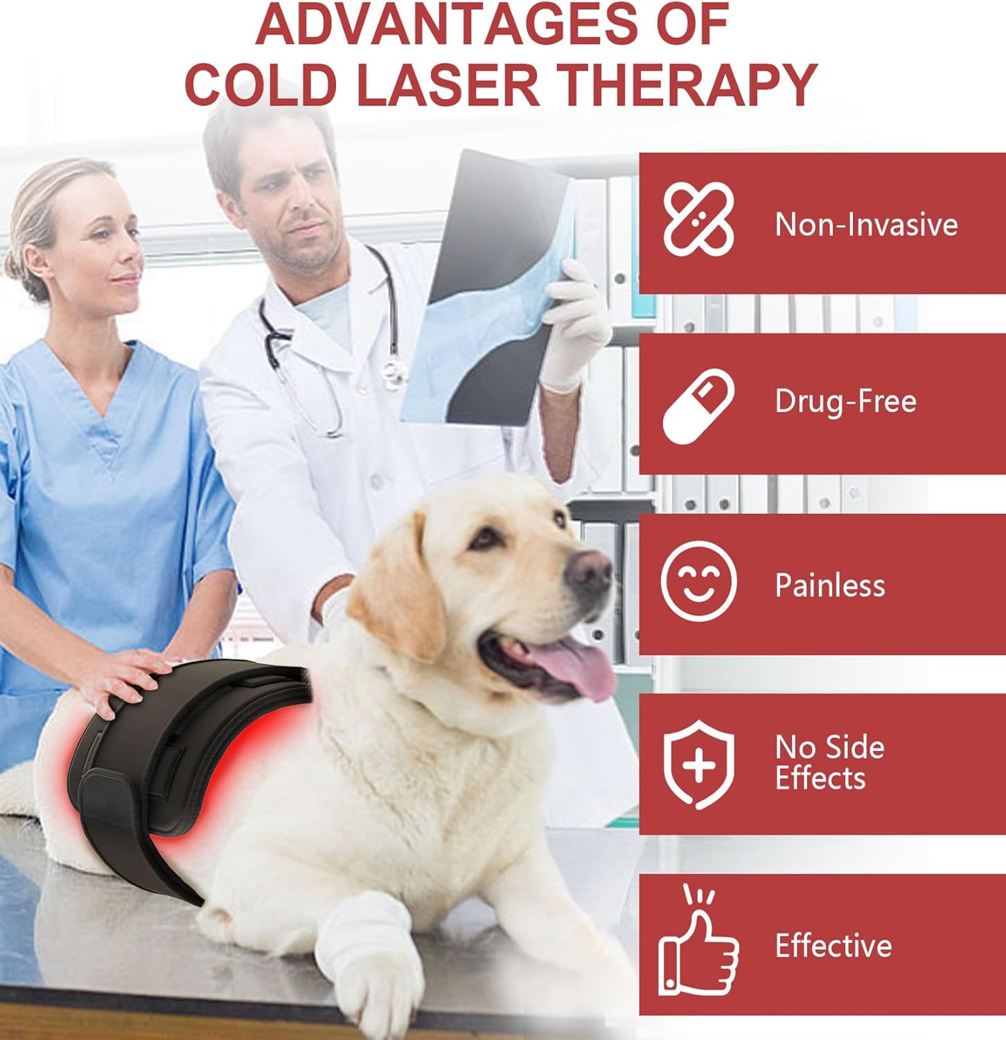 iKeener Dispositivo de terapia con láser frío para perros y seres humanos, terapia de luz roja para perros, terapia láser para mascotas con 128