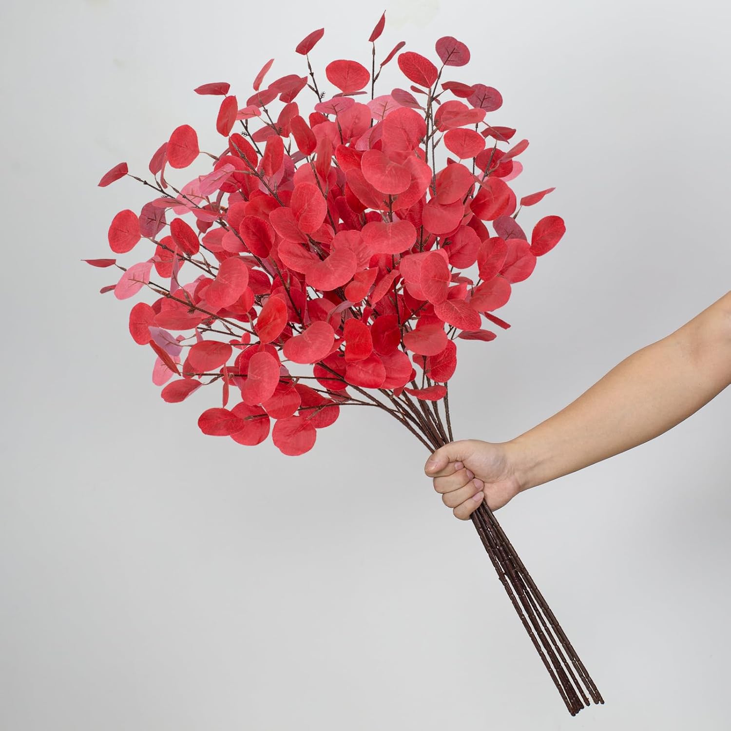 8 piezas de hojas de eucalipto artificiales de otoño, decoraciones de otoño falsas, ramas de eucalipto para el hogar, chimenea, granja, fiesta,