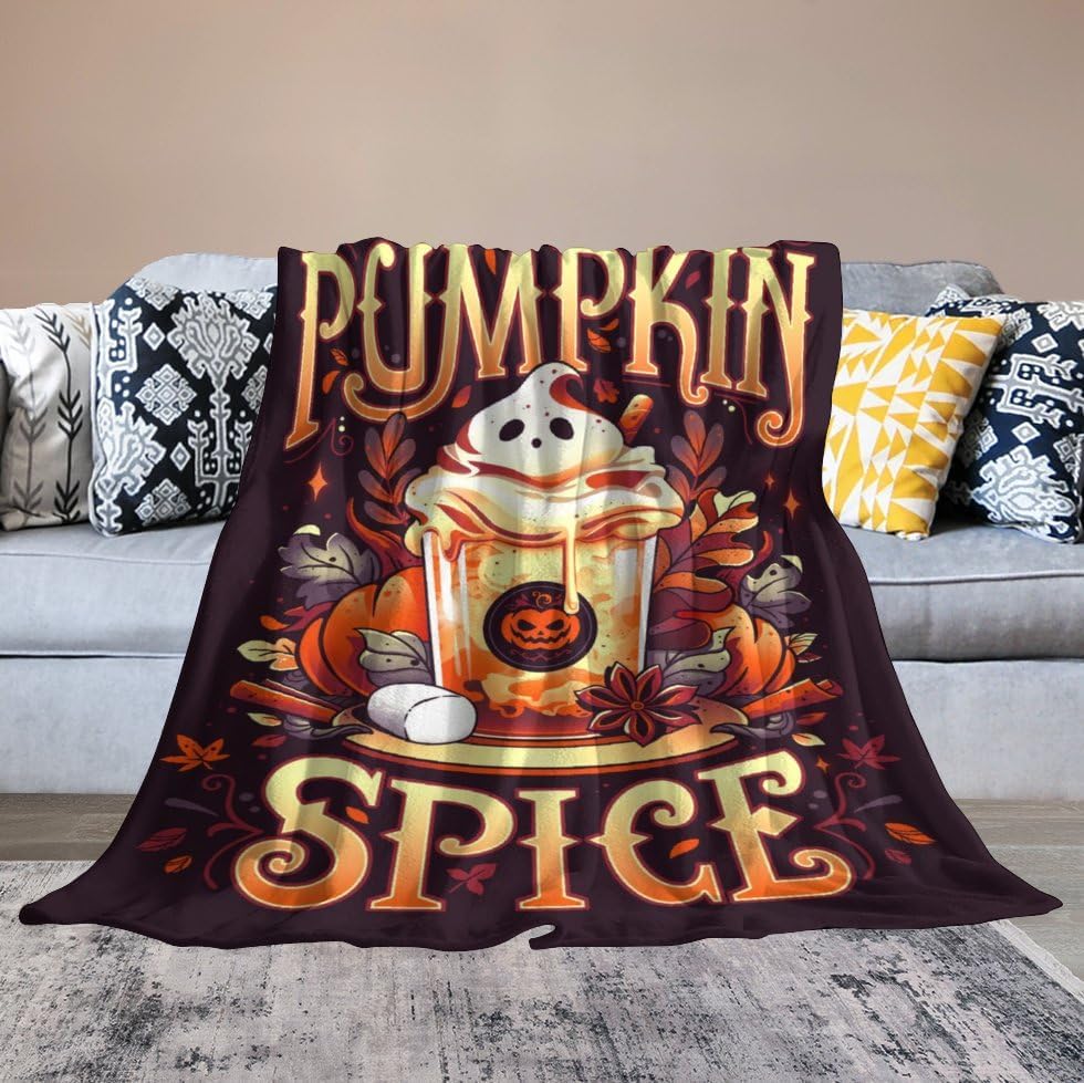 tbysgaq Manta de Halloween divertida de fantasma, bonita calabaza, manta de franela ligera y acogedora para dormitorio, sala de estar, sofá, cama,