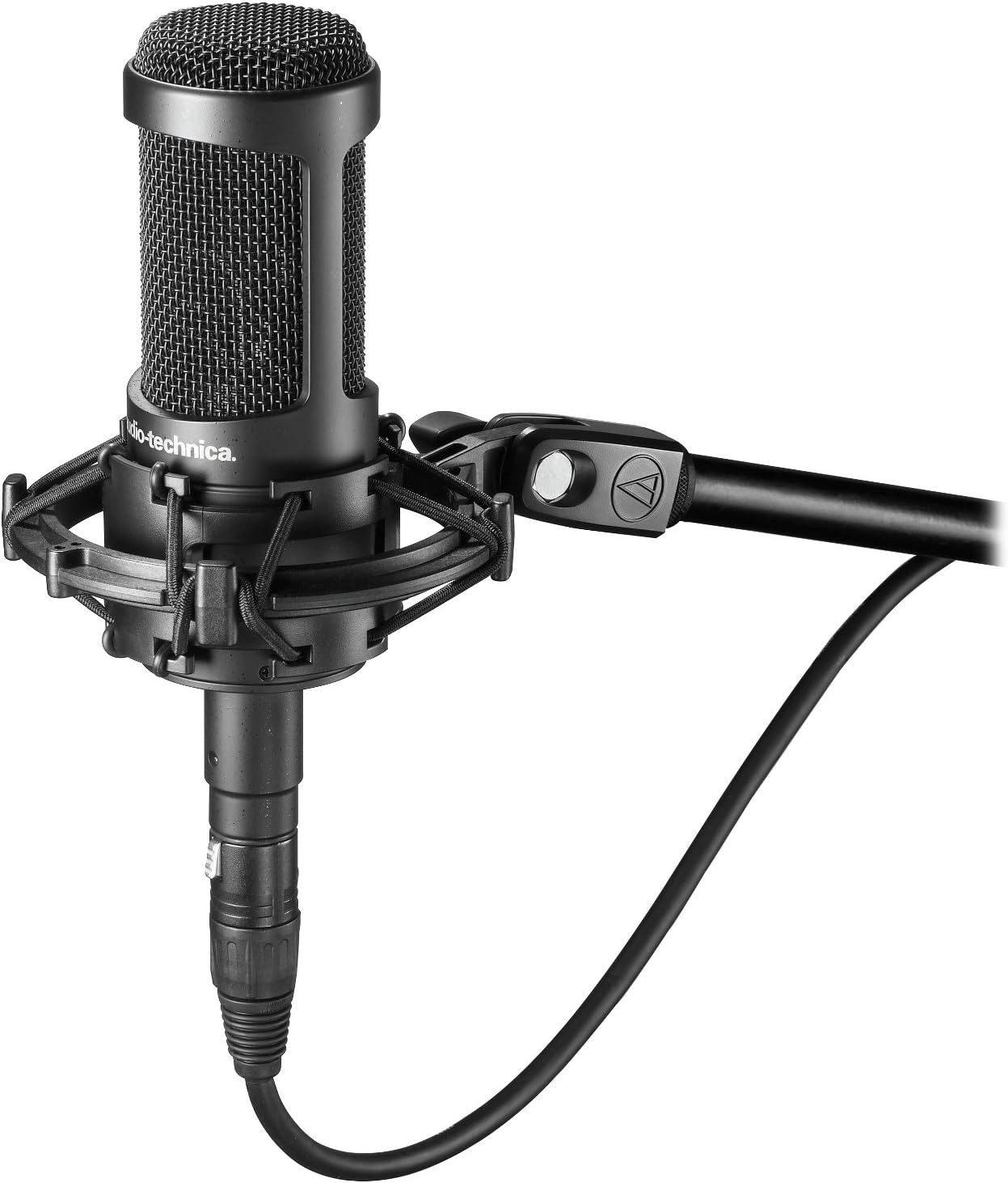 Audio Technica at2035Gran diphragm Micrófono de condensador wshock Mount y Broadcast Boom Arm