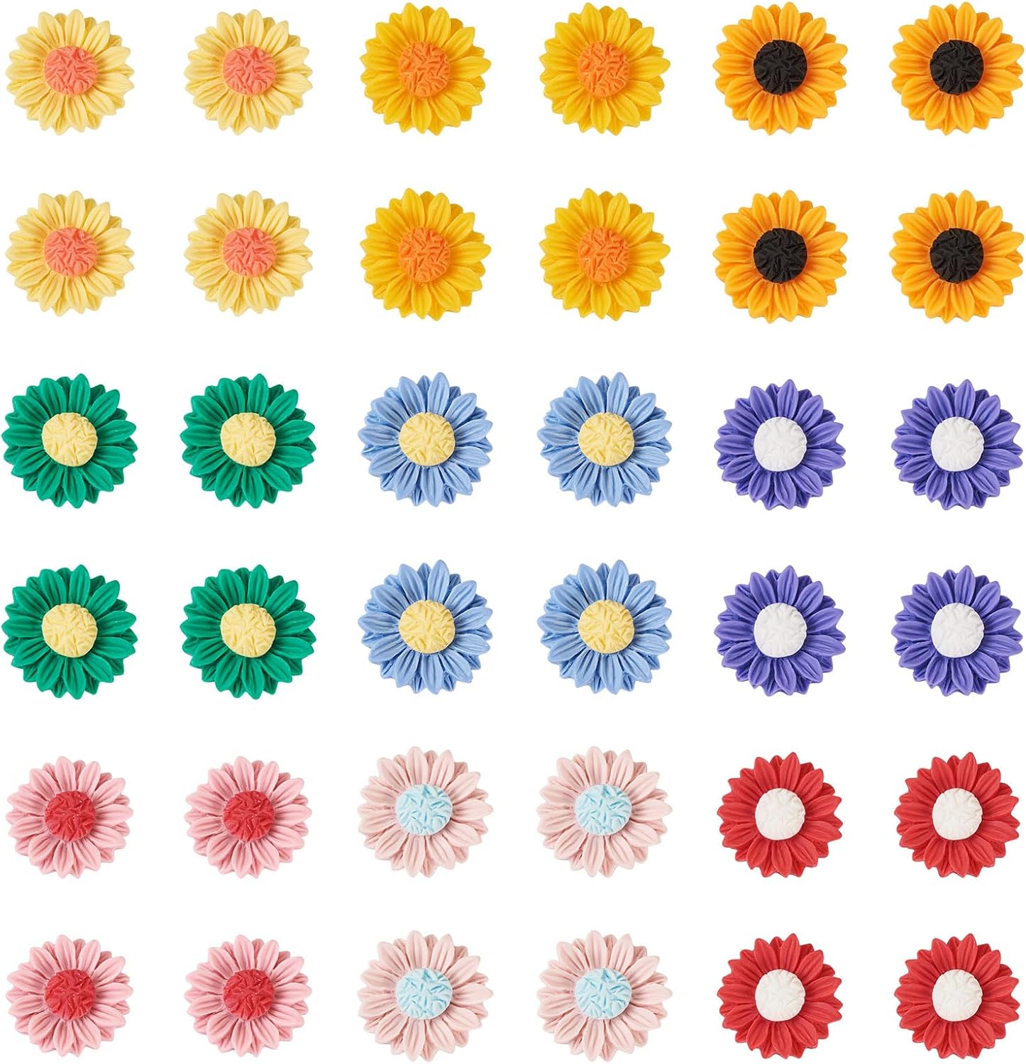 Resin Sunflower Cabochons Flower Daisy Flatback Charms Orange Flower Embellishment for Phone Case Shoe Hairpin Sunglasses Headwear Scrapbooking