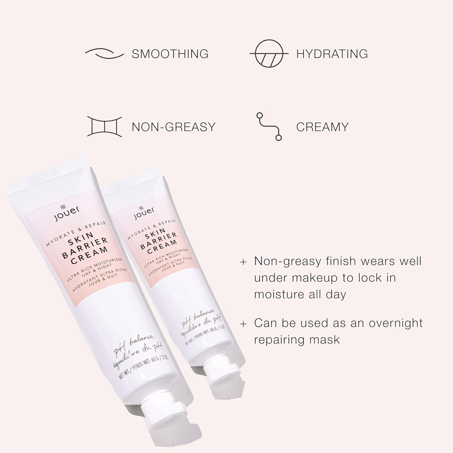 Jouer Skin Barrier Cream – Crema hidratante reparadora de barrera cutánea – Crema hidratante de ácido hialurónico DD – Crema antiarrugas – Crema