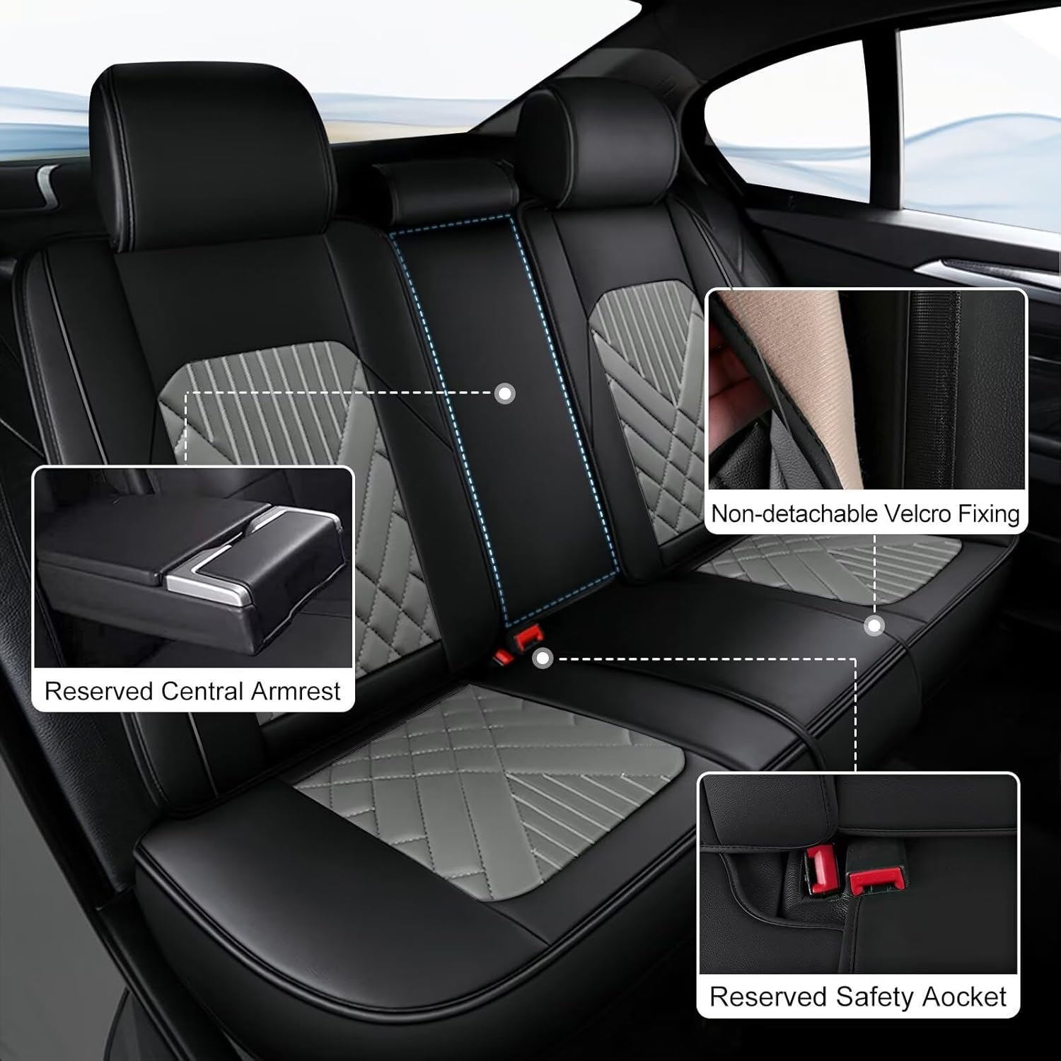 Juego completo de fundas de asiento de automóvil para Kia Seltos 2021 2022 2023 2024 automotriz 5 asientos, fundas de asiento impermeables de piel