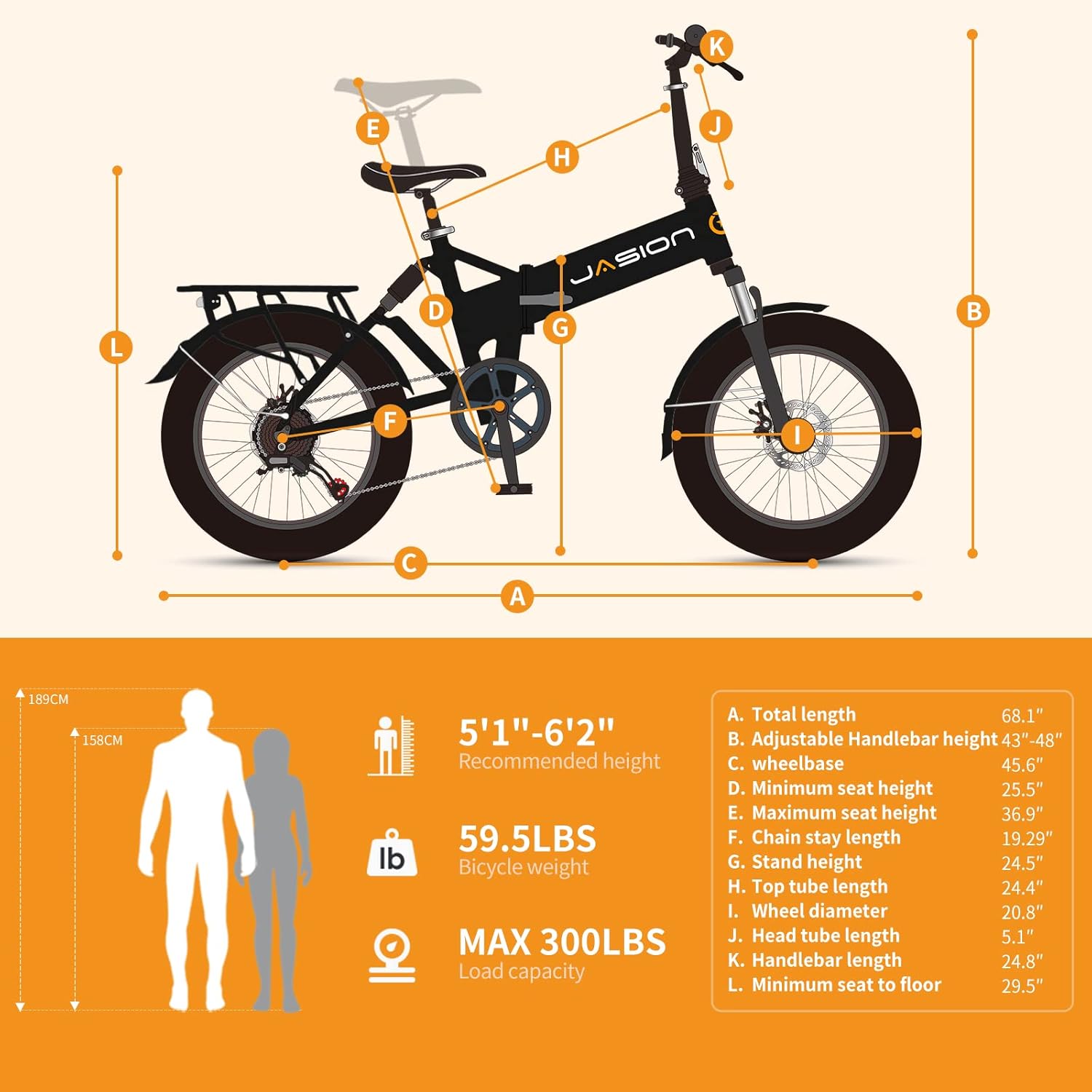 Jasion EB7 2.0 Electric Bike for Adults, 850W Motor 28MPH Max Speed Folding Ebike, 48V 10AH Removable Battery, 20″ Fat Tire with Dual Suspension,