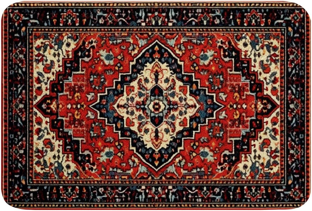 Alfombras de baño Art Deco, alfombra de baño oriental para niñas y mujeres, alfombra de baño antideslizante con medallón vintage, de 16 x 24