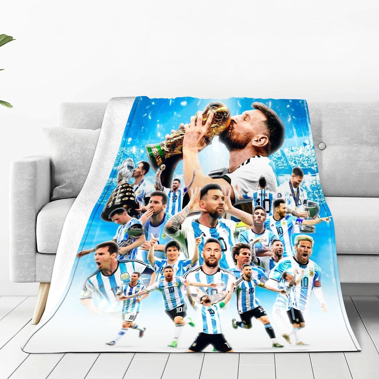 Manta de franela suave para jugador de fútbol, manta de franela suave y acogedora manta de fútbol al aire libre para ropa de cama de niños, niñas y