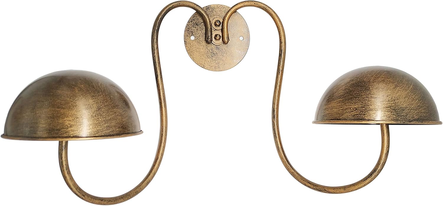 Owlgift Soporte de exhibición de metal moderno montado en la pared para entrada al por menorpeluca con 2 ganchos circulares para sombreros, bronce