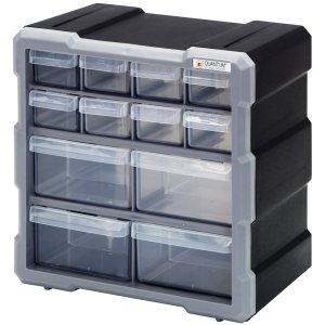 QUANTUM STORAGE SYSTEMS PDC-12BK – Gabinete de cajón de almacenamiento de piezas de plástico transparente y manualidades, 12 cajones QUANTUM STORAGE SYSTEMS PDC-12BK – Gabinete de cajón de almacenamiento de piezas de plástico transparente y manualidades, 12 cajones