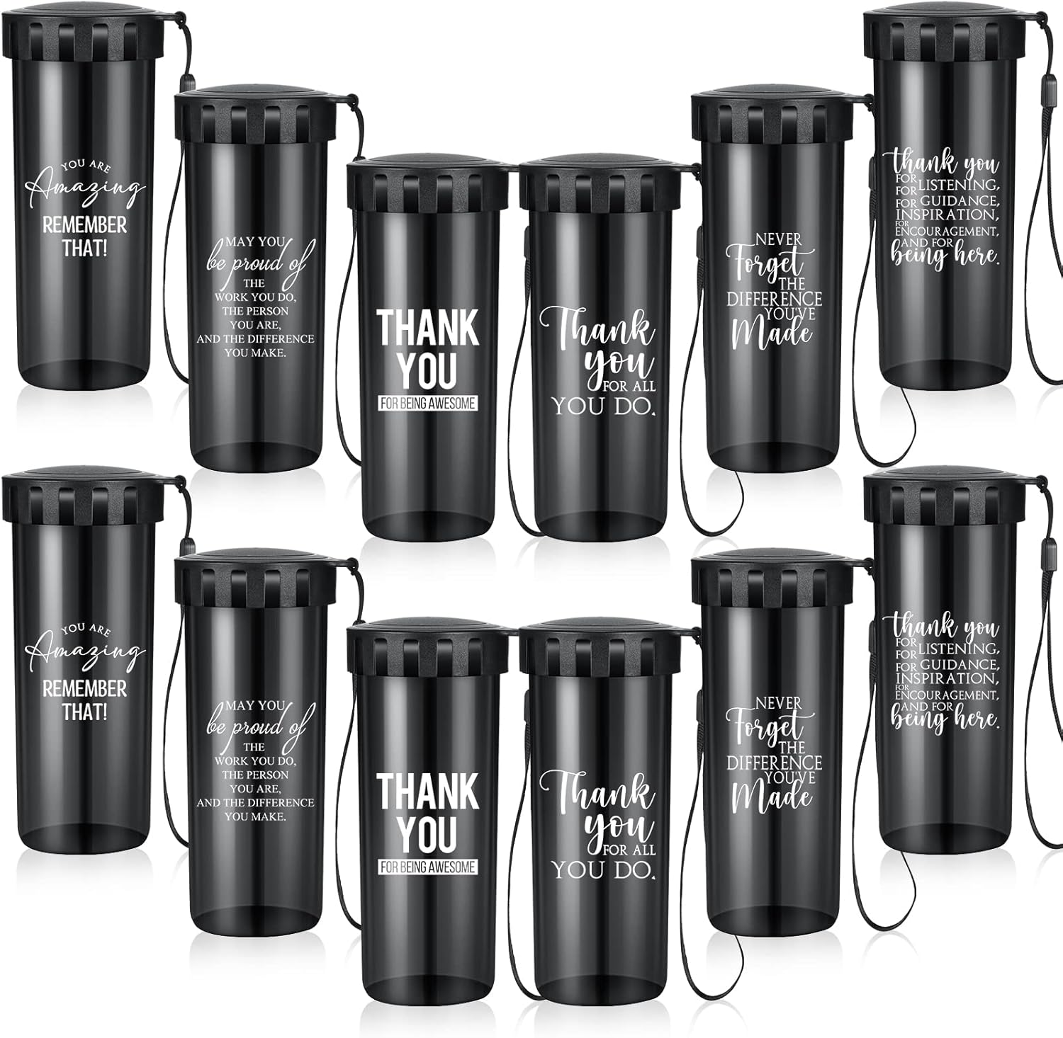 Rtteri 12 botellas de agua inspiradoras de 15 onzas, regalos de agradecimiento para el equipo, a granel para mujeres, hombres, estudiantes,