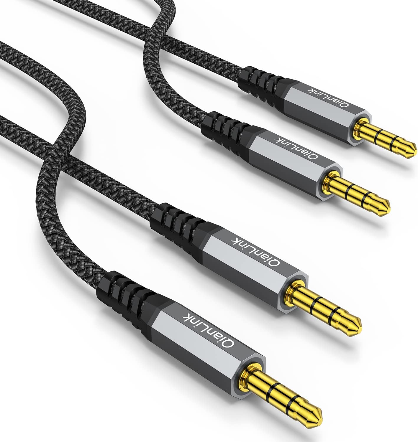 Paquete de 2 cables auxiliares (3.3 pies3.3 ft, sonido de alta fidelidad), cable auxiliar TRS de audio auxiliar TRS de nailon trenzado compatible