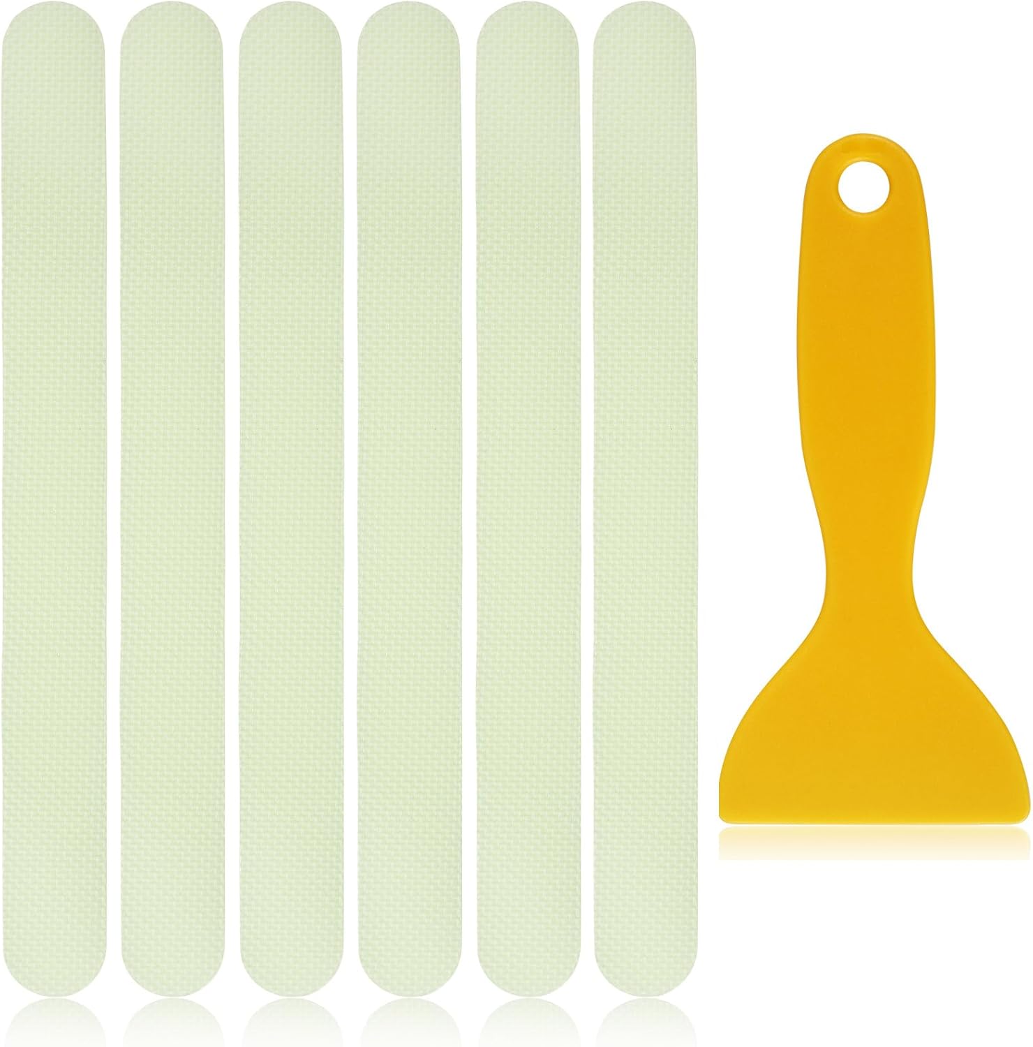 Juego de 72 tiras luminosas antideslizantes que brillan en la oscuridad, cinta antideslizante con raspador, adhesivo reutilizable, adhesivo de