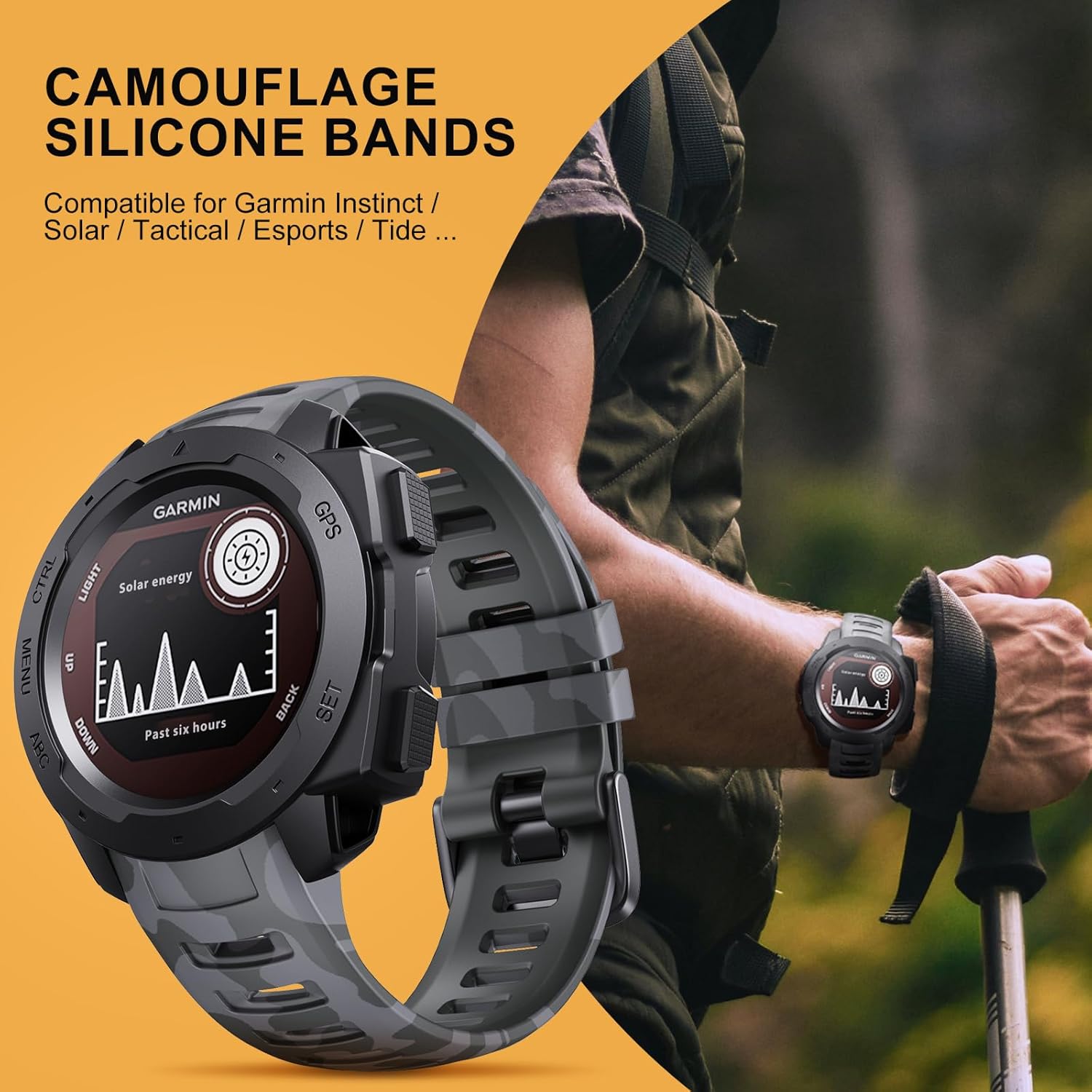 Correa de camuflaje para Garmin Instinct Watch, correa de repuesto de silicona suave e impermeable para Garmin Instinct 2Instinct