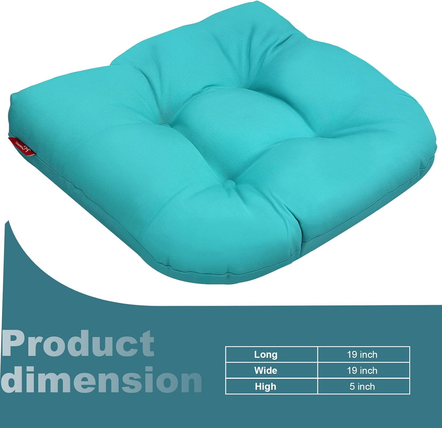Pcinfuns Cojines de asiento para exteriores, 19 x 19 x 5 pulgadas, cojines de relleno grueso con esquinas redondas para sillas de patio, cojín