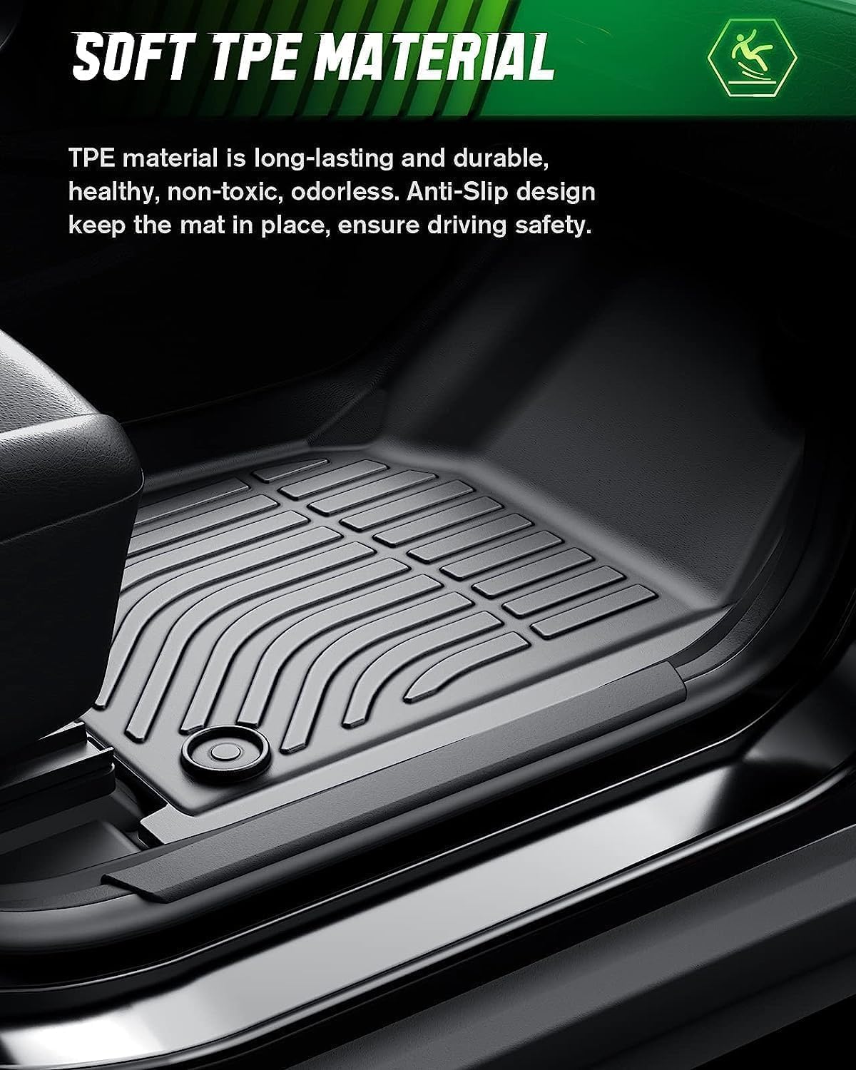 Tapetes de goma para automóvil, tapetes para F150 SuperCrewCrew Cab 2015-2023, tapetes impermeables de elastómero termoplástico (TPE), protección