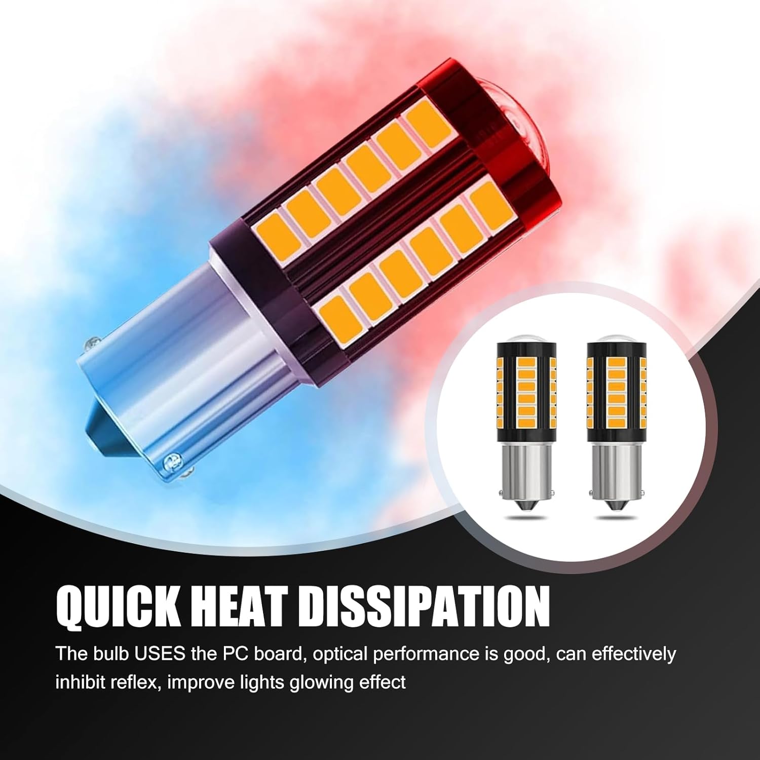 Pack-2 Car 1157 BAY15D LED Light, 33SMD 6000K Double Contact Super Bright Brake Light, 11 Design Original Smart IC Driven Bulb, Universal Lighting