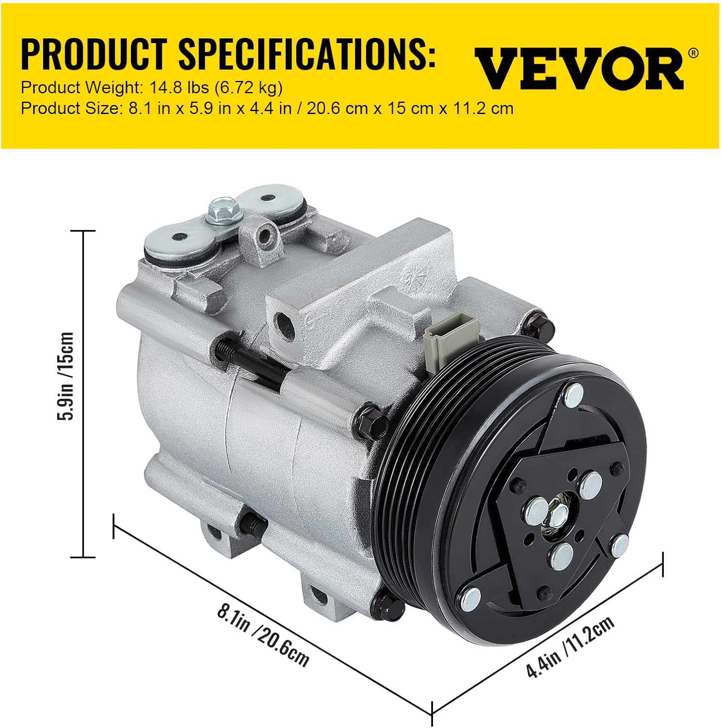 Mophorn CO 101290C (4L3Z19703AB) Compresor de aire acondicionado universal para 93-07 Lincoln Mercury Thunderbird F150 4.2L 4.6L 5.4L 6.8L FS10 AC