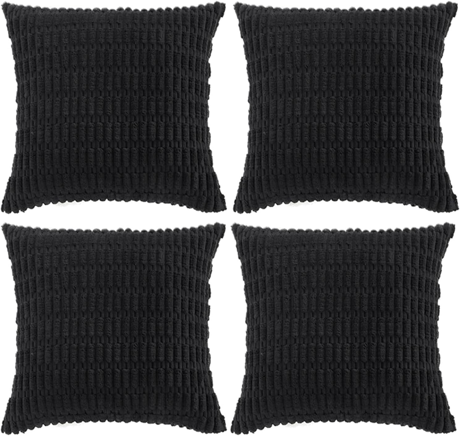 Fancy Homi Paquete de 4 fundas de almohada decorativas de color negro bohemio de 16 x 16 pulgadas para sala de estar, sofá, cama, sofá, decoración